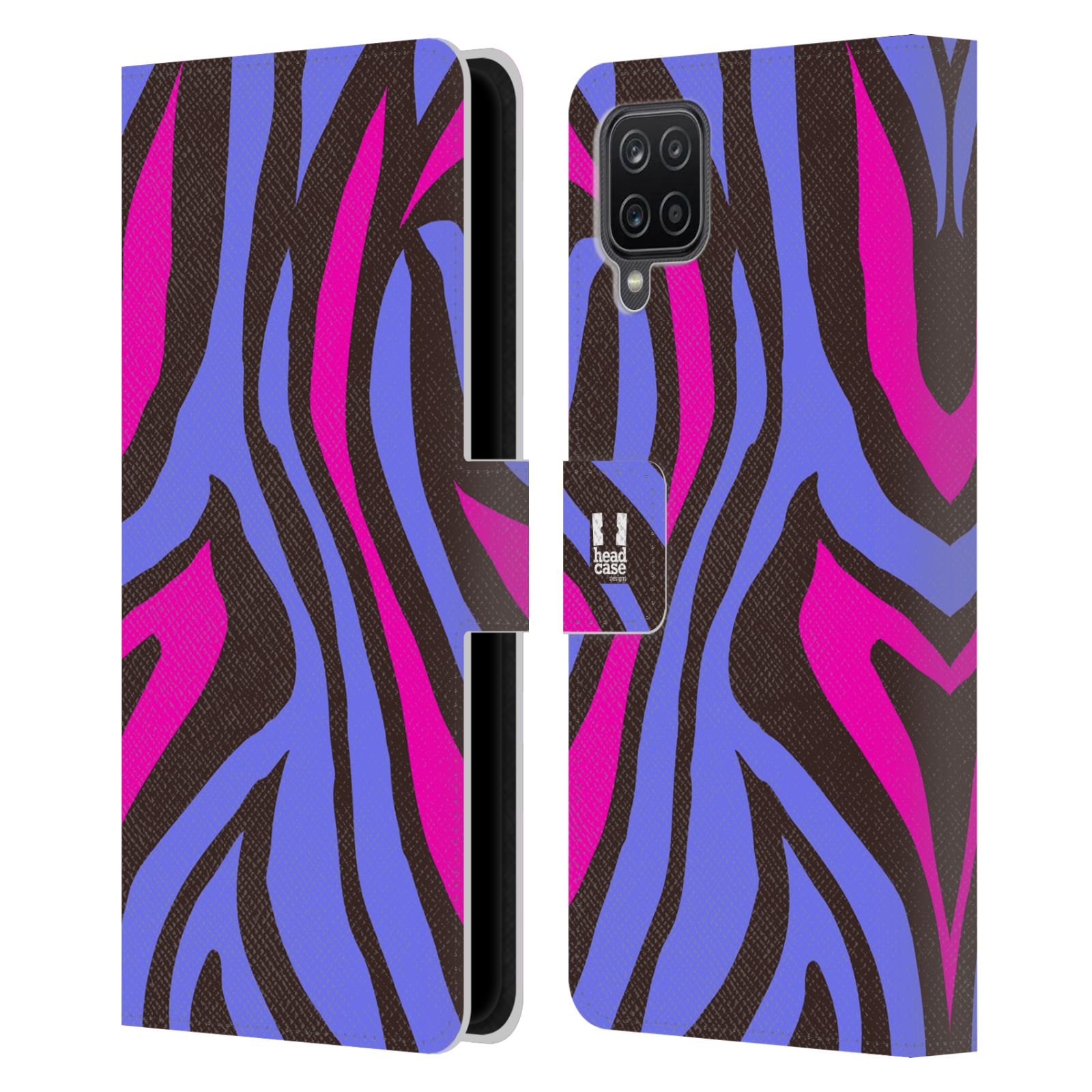 Pouzdro pro mobil Samsung Galaxy A12  - Divoký vzor zvíře fialová, růžová