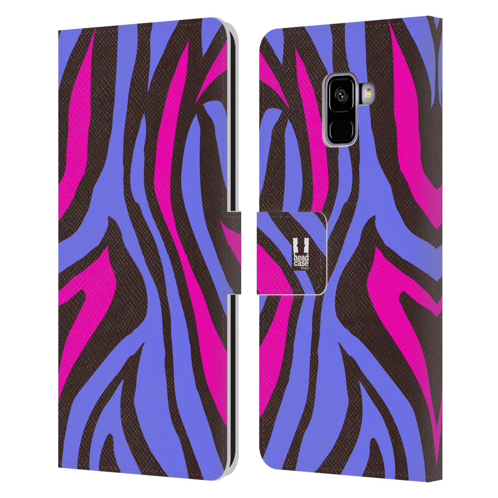 Pouzdro pro mobil Samsung Galaxy A8+ 2018 - Divoký vzor zvíře fialová, růžová