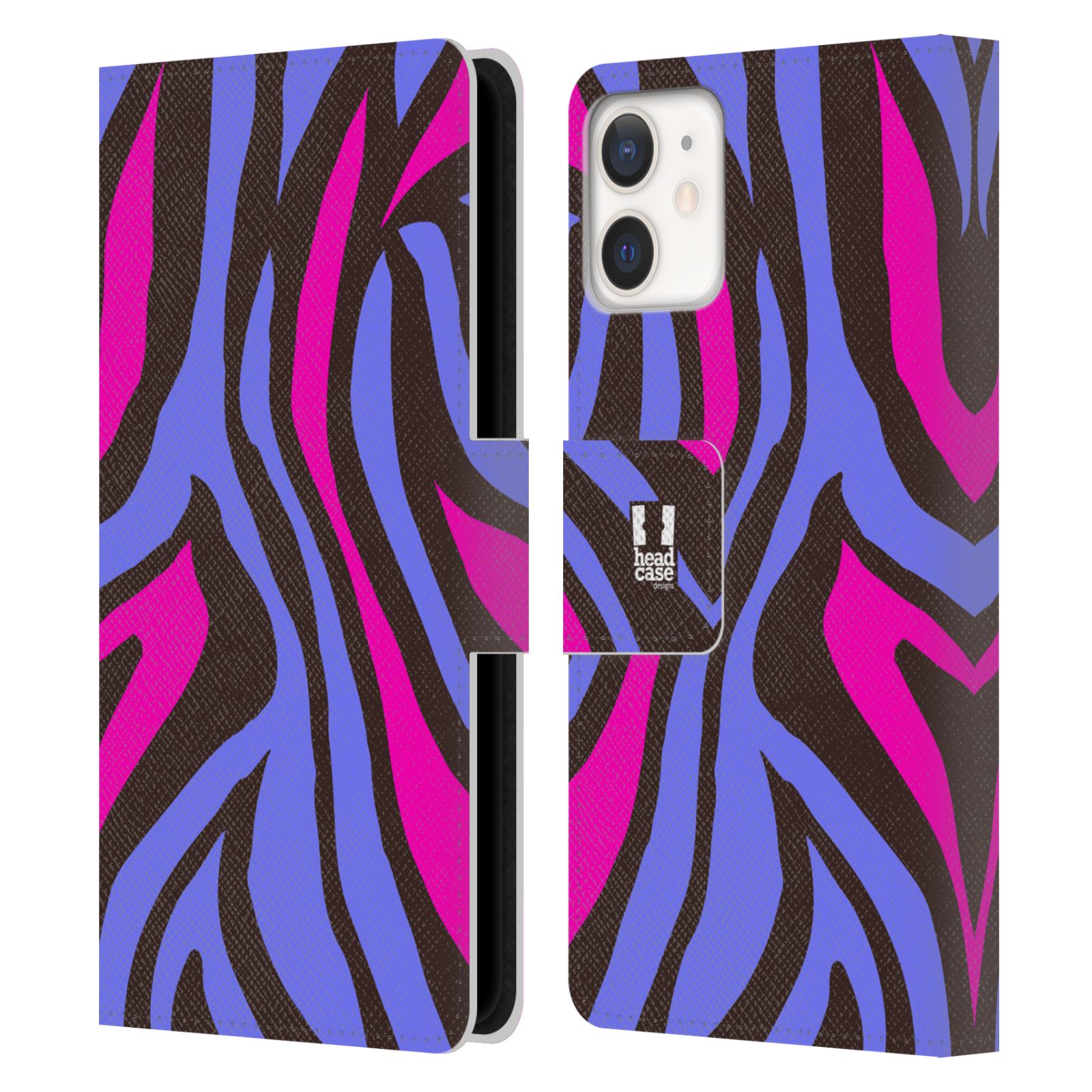 Pouzdro pro mobil Apple Iphone 12 MINI - Divoký vzor zvíře fialová, růžová