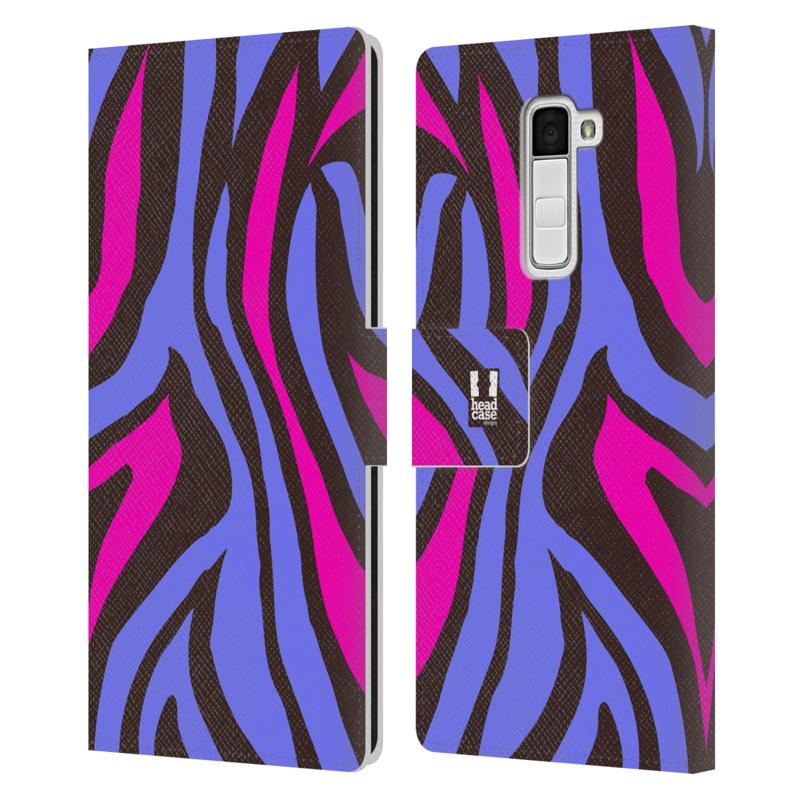 HEAD CASE Flipové pouzdro pro mobil LG K10 barevný mramor modrá a fialová