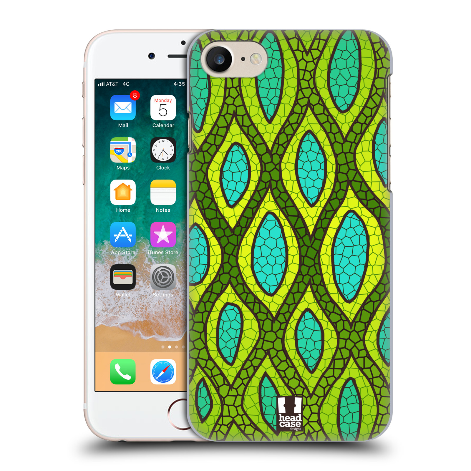 HEAD CASE plastový obal na mobil Apple Iphone 7 vzor Divočina zvíře 2 hadí kůže zelená