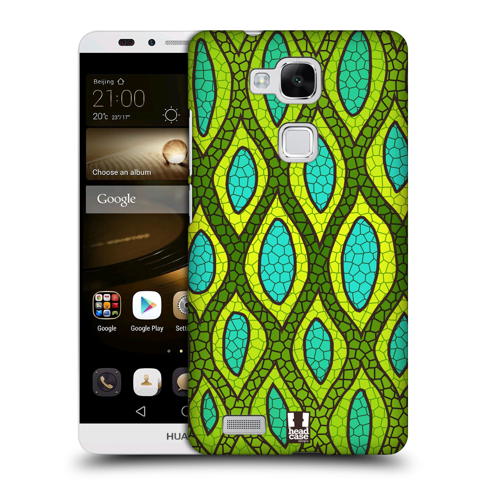 HEAD CASE plastový obal na mobil Huawei Mate 7 vzor Divočina zvíře 2 hadí kůže zelená