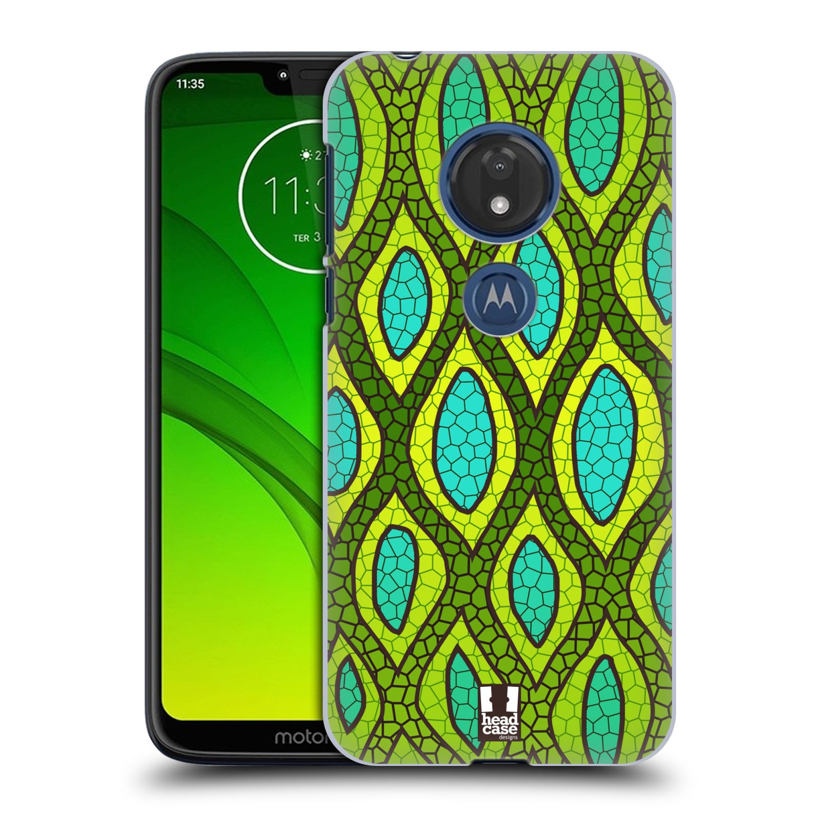 Pouzdro na mobil Motorola Moto G7 Play vzor Divočina zvíře 2 hadí kůže zelená