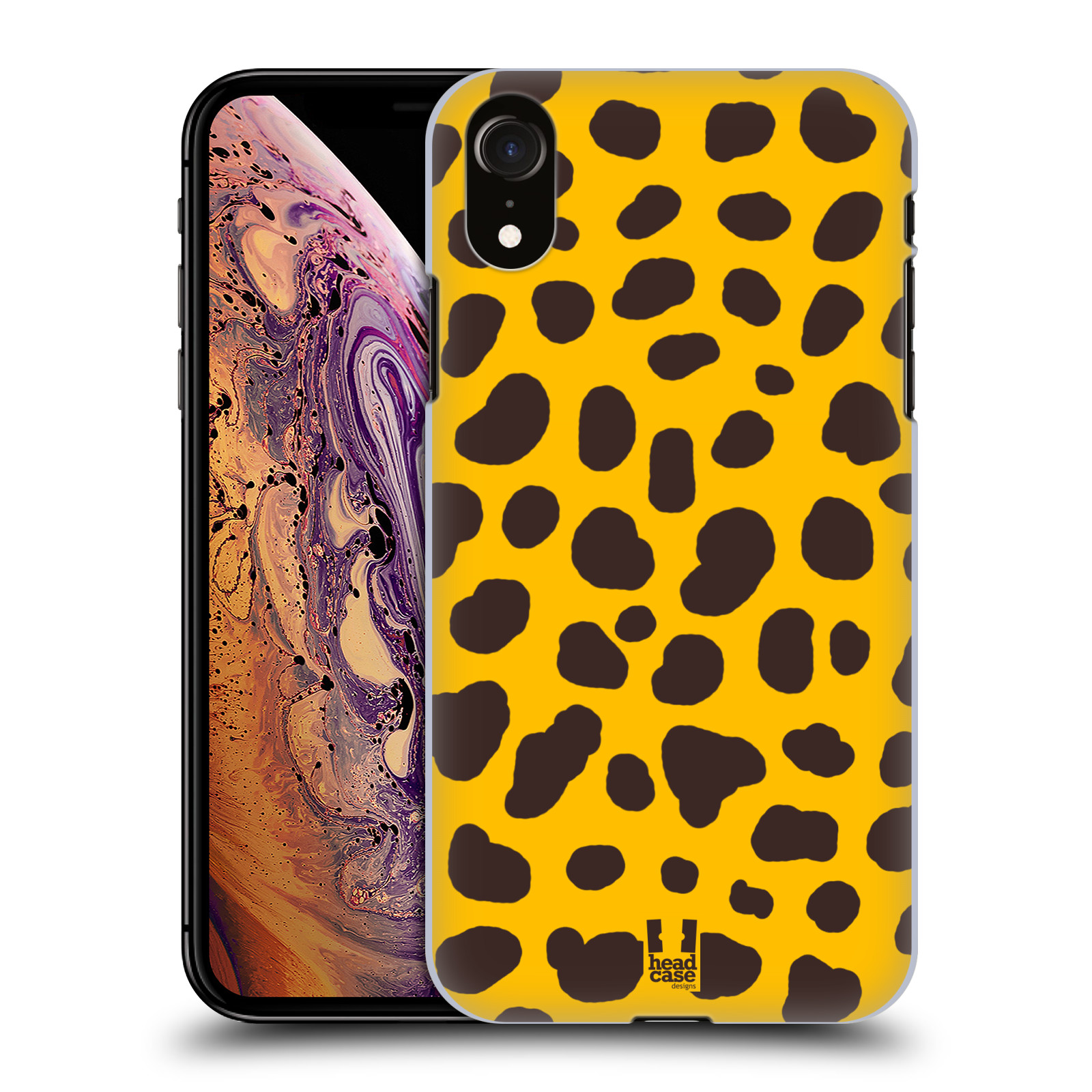 HEAD CASE plastový obal na mobil Apple Iphone XR vzor Divočina zvíře 2 žlutá a hnědé skvrny