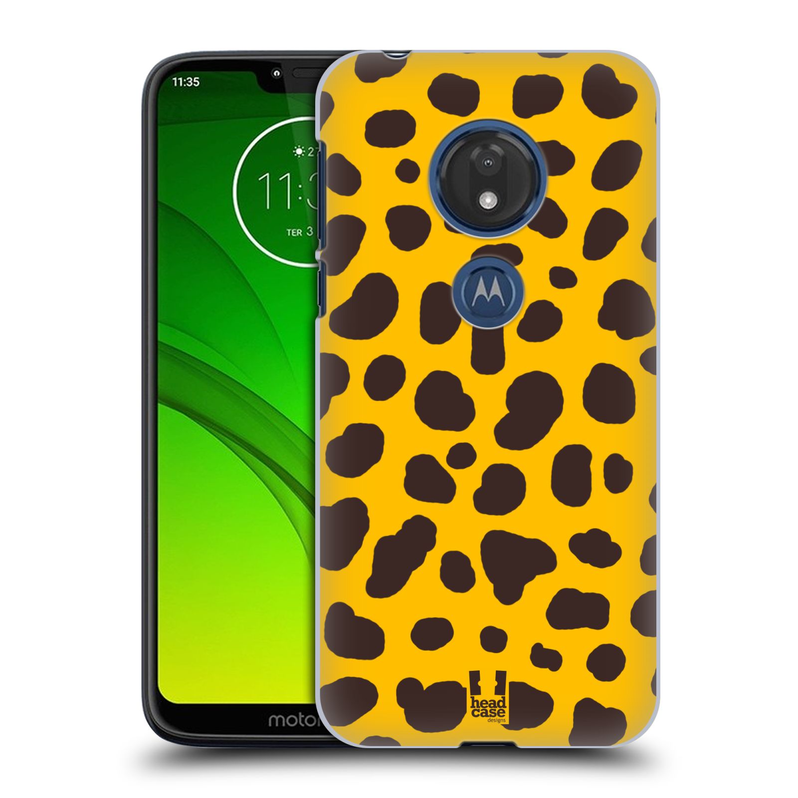 Pouzdro na mobil Motorola Moto G7 Play vzor Divočina zvíře 2 žlutá a hnědé skvrny
