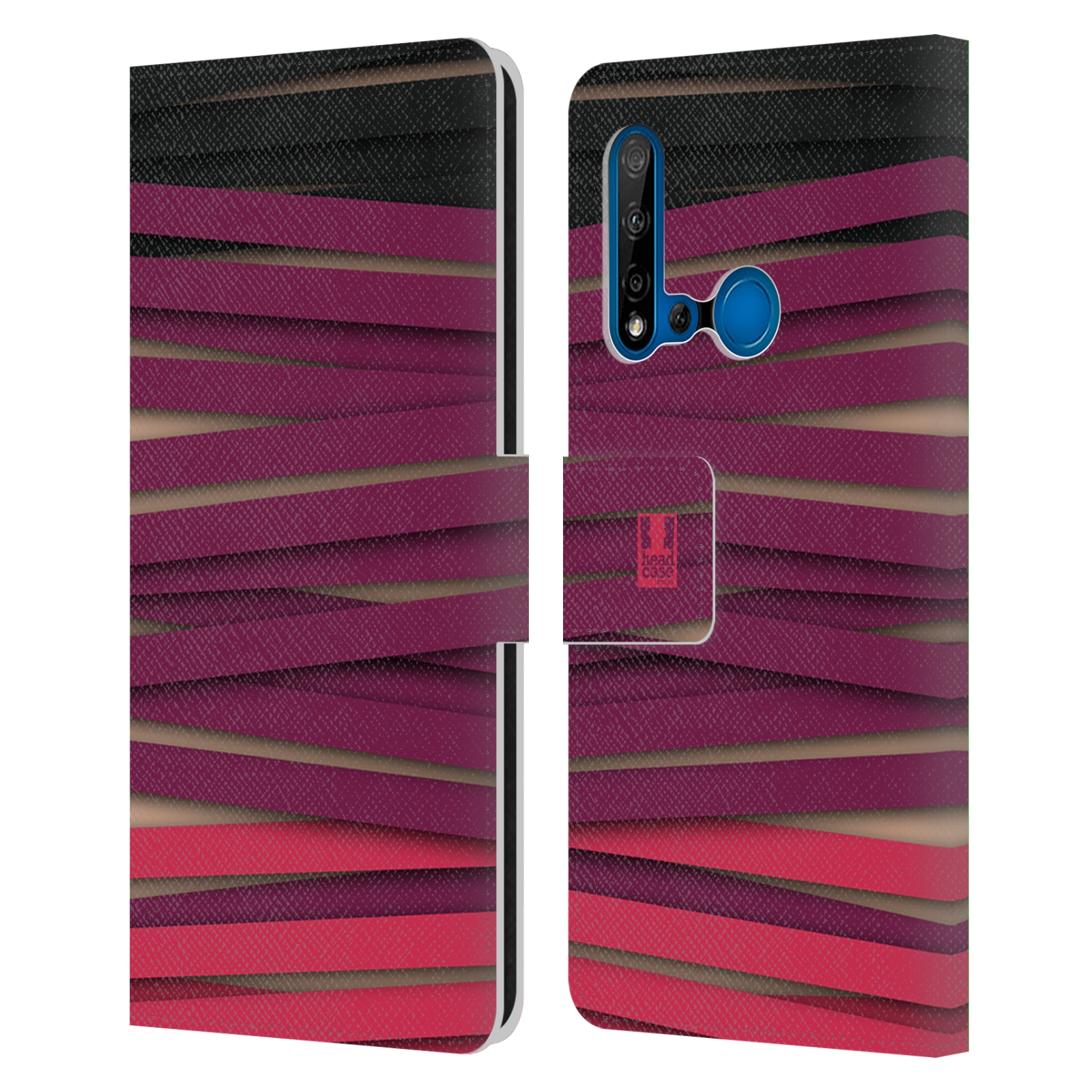 Pouzdro na mobil Huawei P20 LITE 2019 barevná mumie proužky fialová a černá