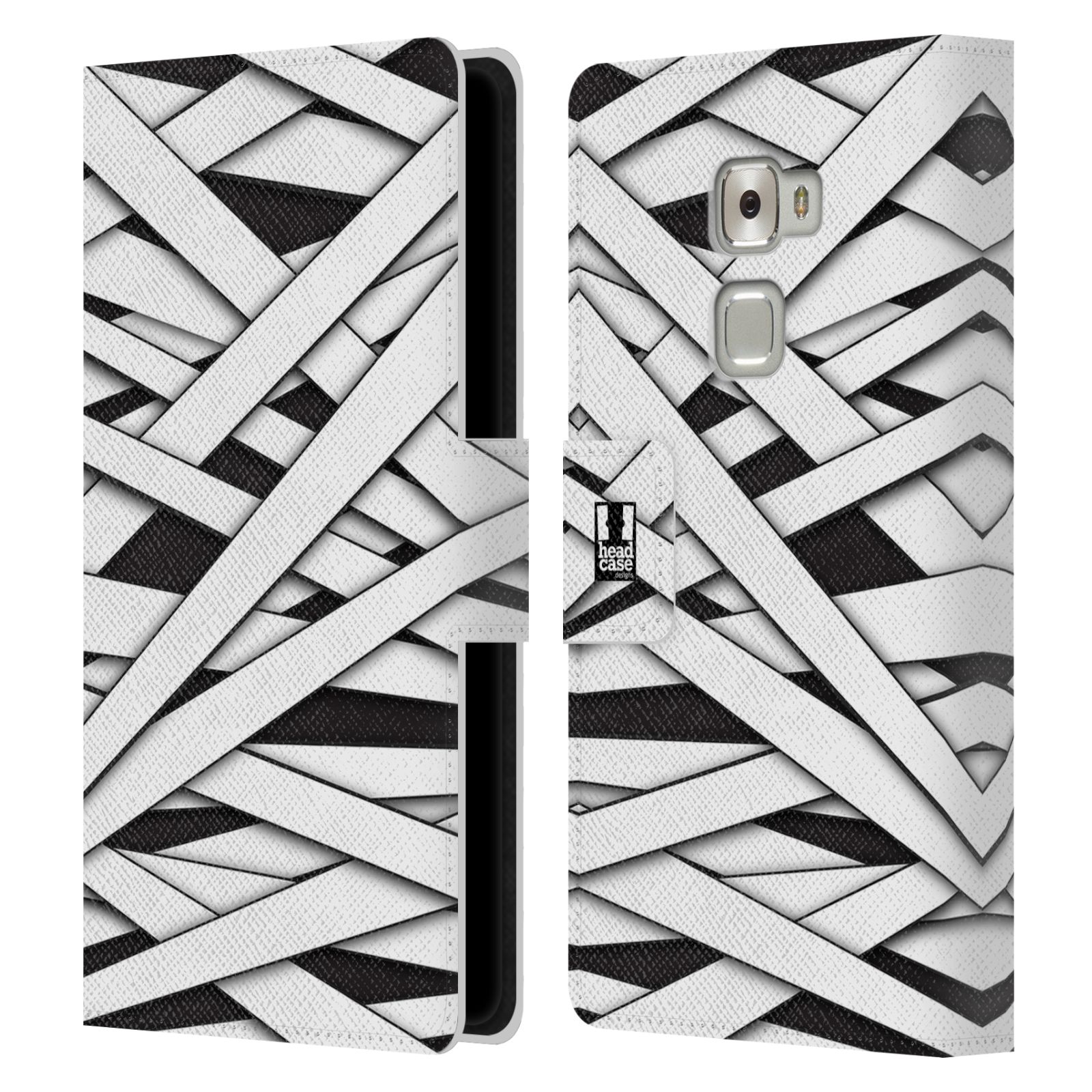 HEAD CASE Flipové pouzdro pro mobil Huawei MATE S barevná mumie proužky černá a bílá