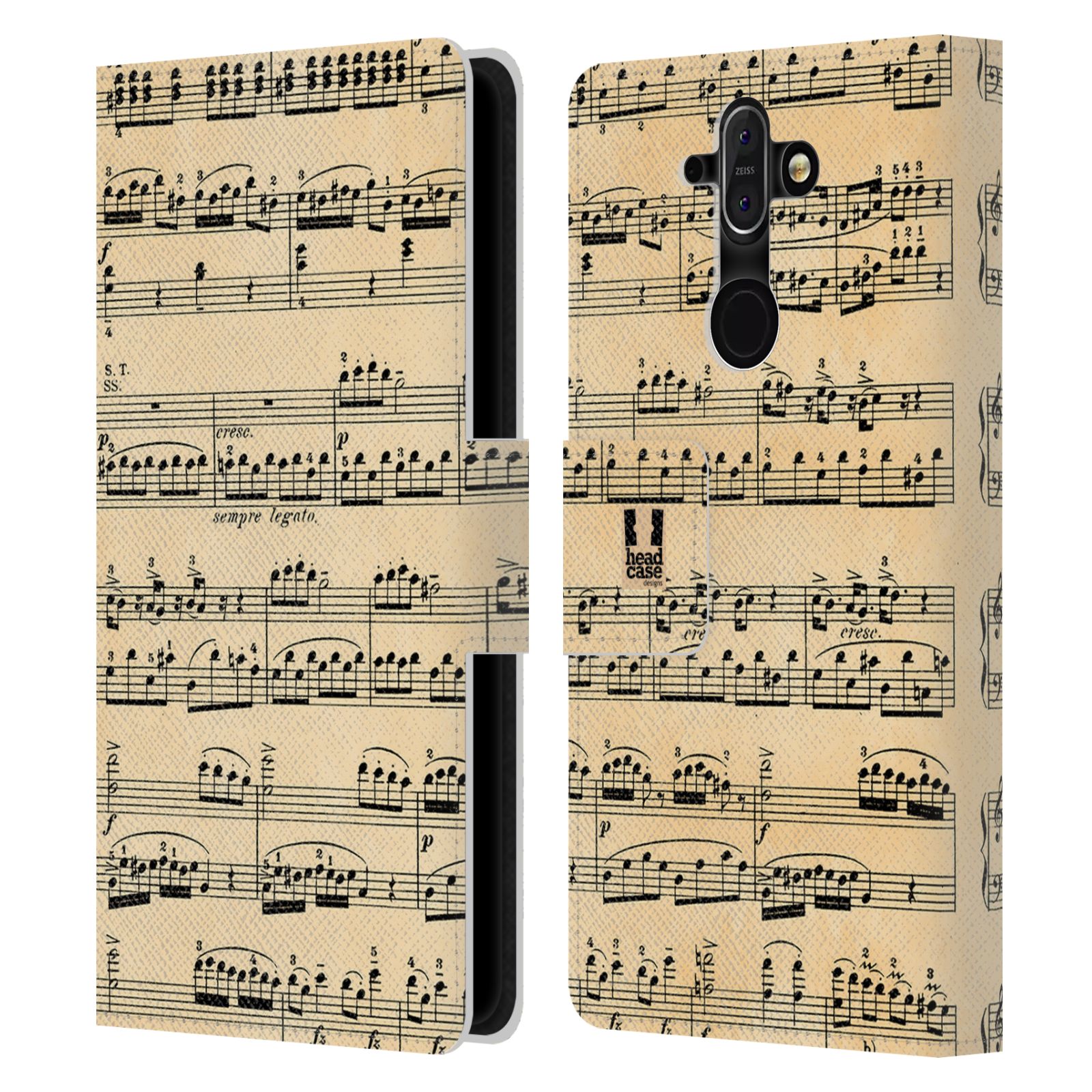 HEAD CASE Flipové pouzdro pro mobil Nokia 8 SIROCCO notový papír Mozart