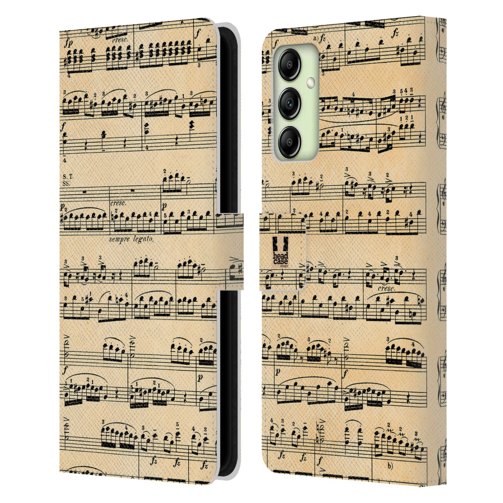 Pouzdro HEAD CASE na mobil Samsung Galaxy A14 notový papír Mozart