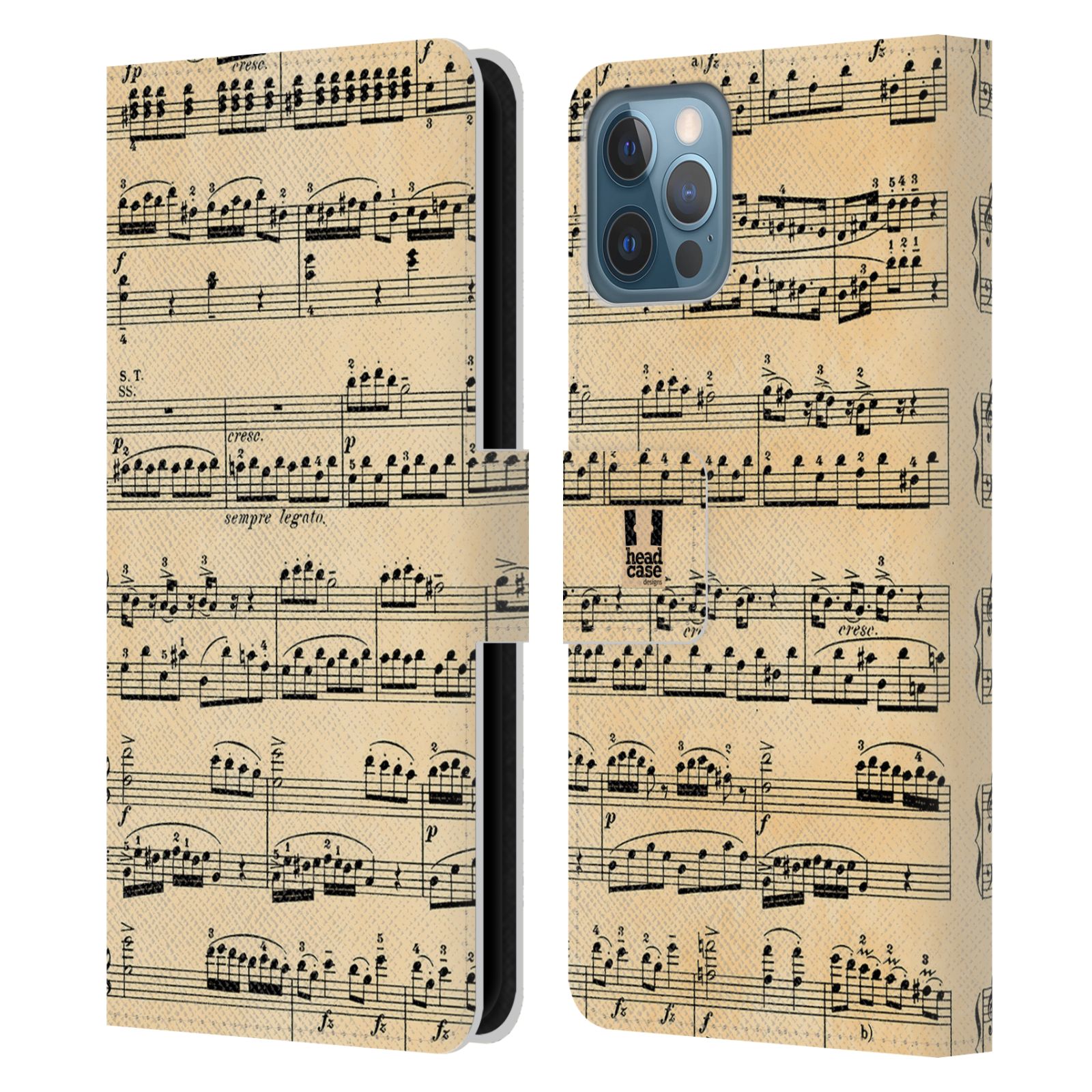 HEAD CASE Flipové pouzdro pro mobil Apple Iphone 12 / Iphone 12 PRO notový papír Mozart