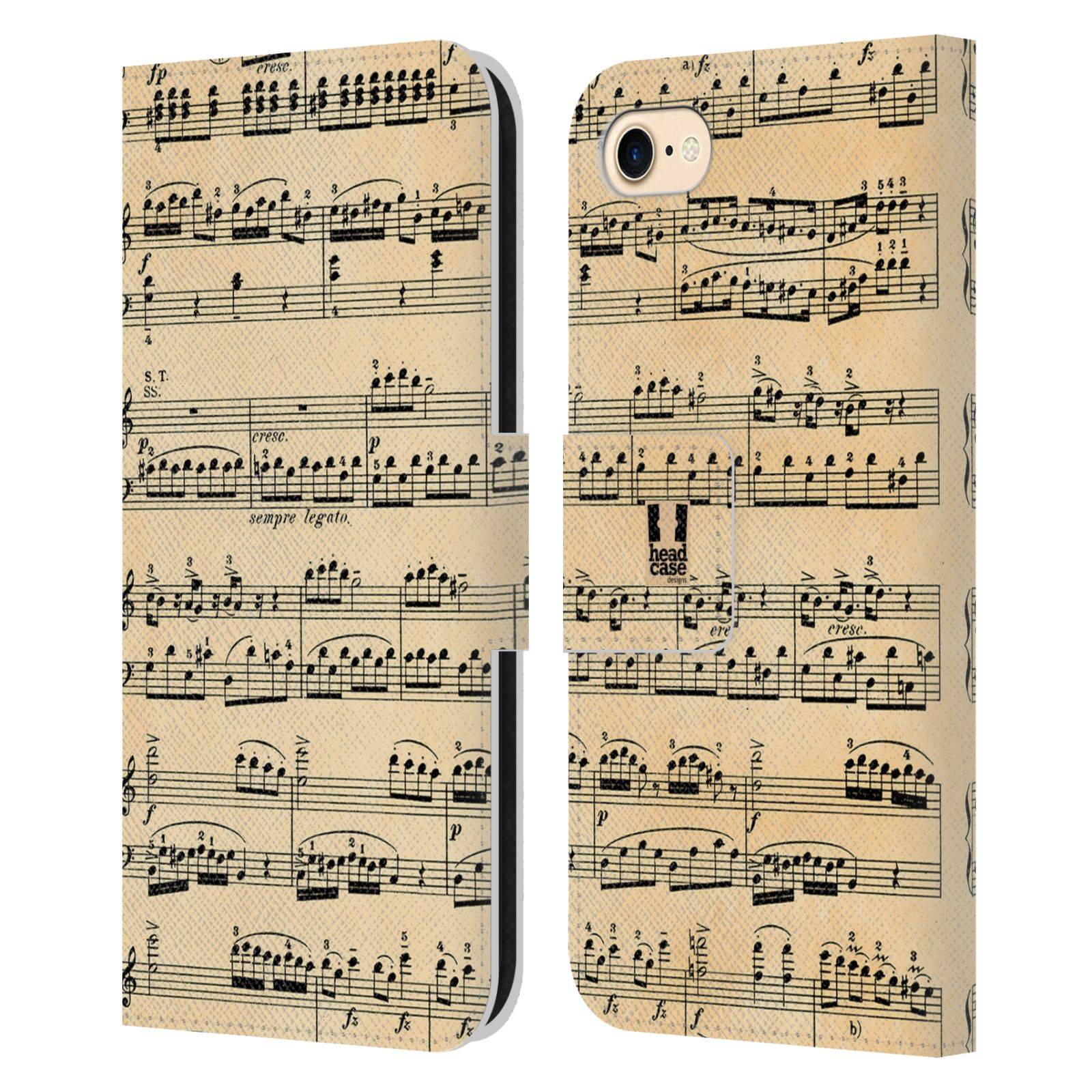 HEAD CASE Flipové pouzdro pro mobil Apple Iphone 7/8/SE 2020 notový papír Mozart