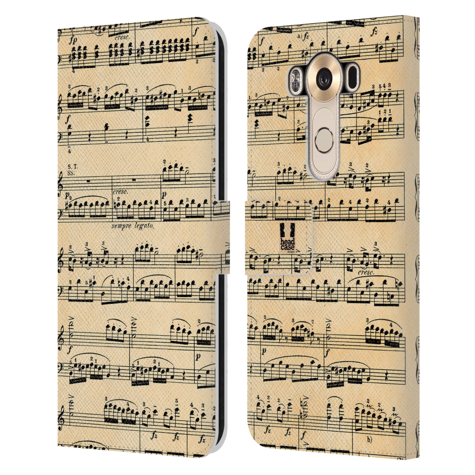 HEAD CASE Flipové pouzdro pro mobil LG V10 notový papír Mozart