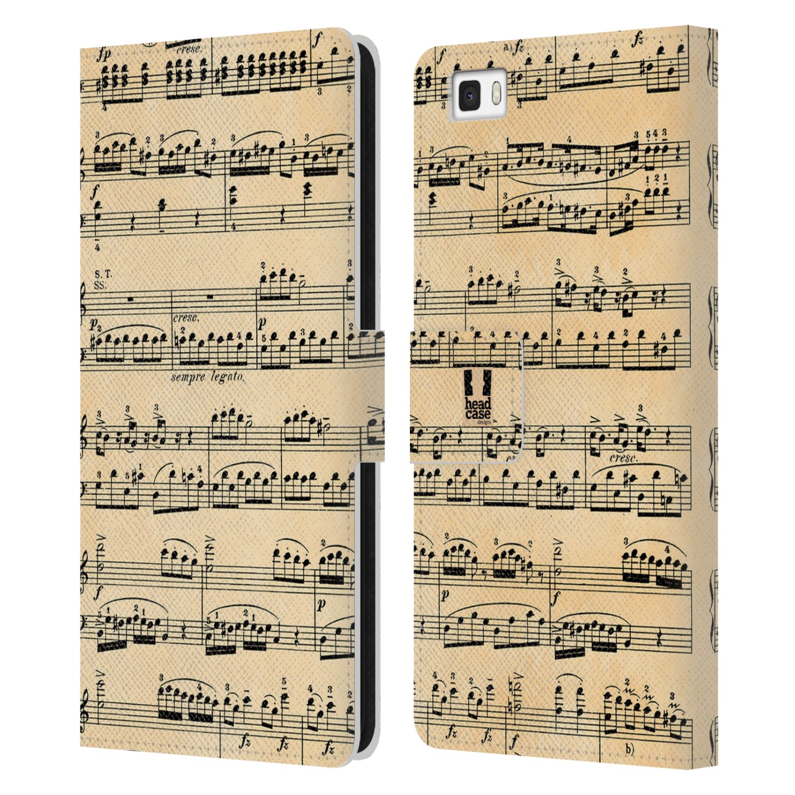 HEAD CASE Flipové pouzdro pro mobil Huawei P8 LITE notový papír Mozart