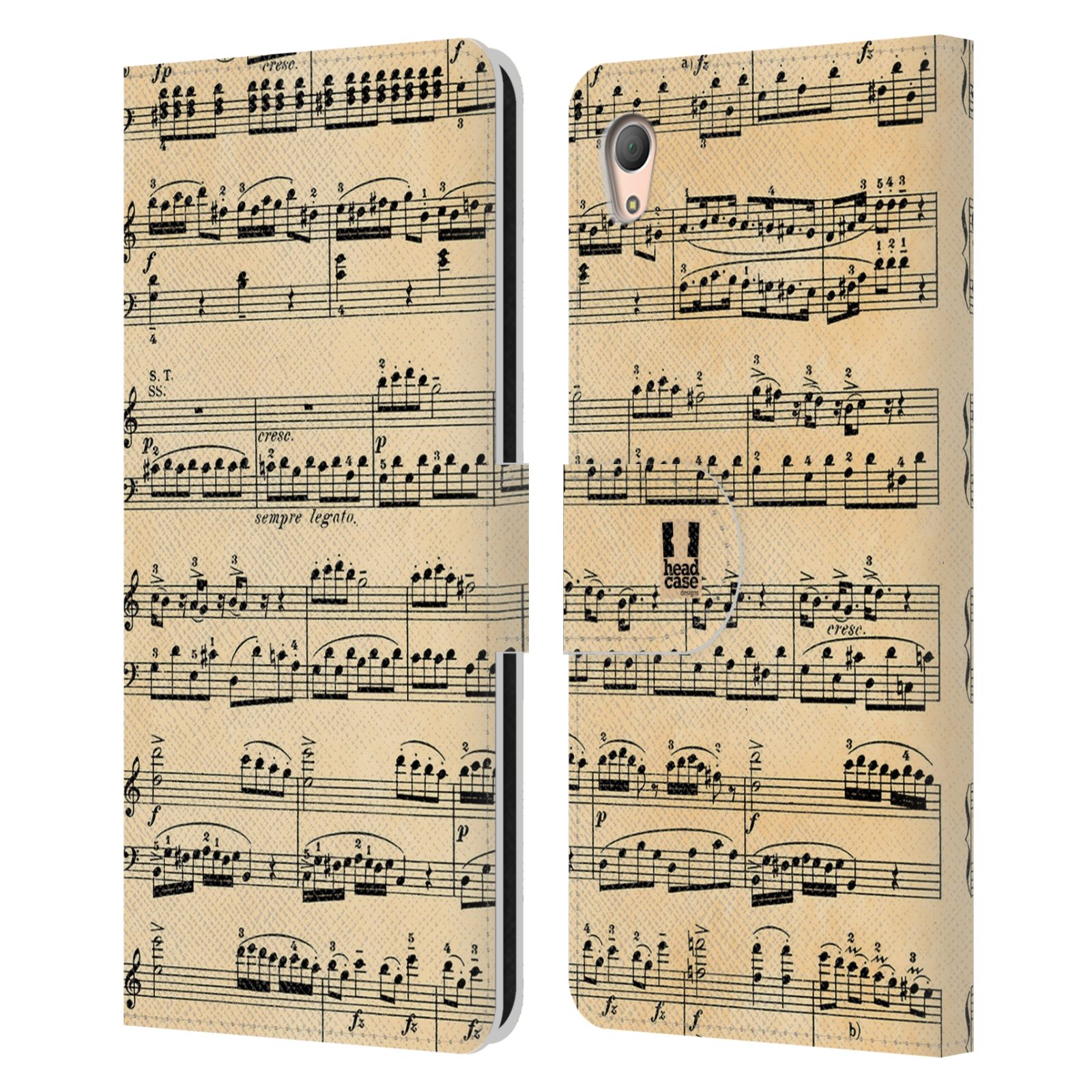 HEAD CASE Flipové pouzdro pro mobil SONY XPERIA Z3+ (PLUS) notový papír Mozart