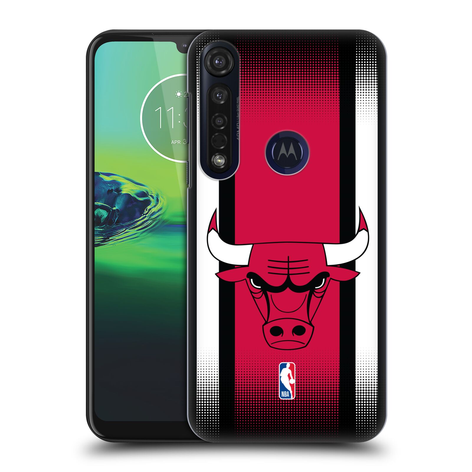 Pouzdro na mobil Motorola Moto G8 PLUS - HEAD CASE - NBA Basketbalový klub Chicago Bulls logo pruhy