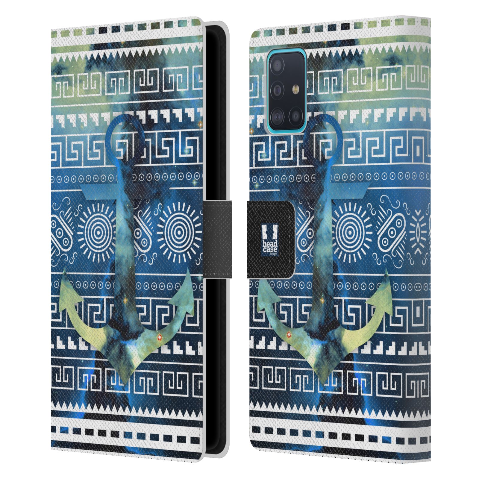 Pouzdro na mobil Samsung Galaxy A51 (A515F) aztécký motiv vesmírná mlhovina modrá kotva