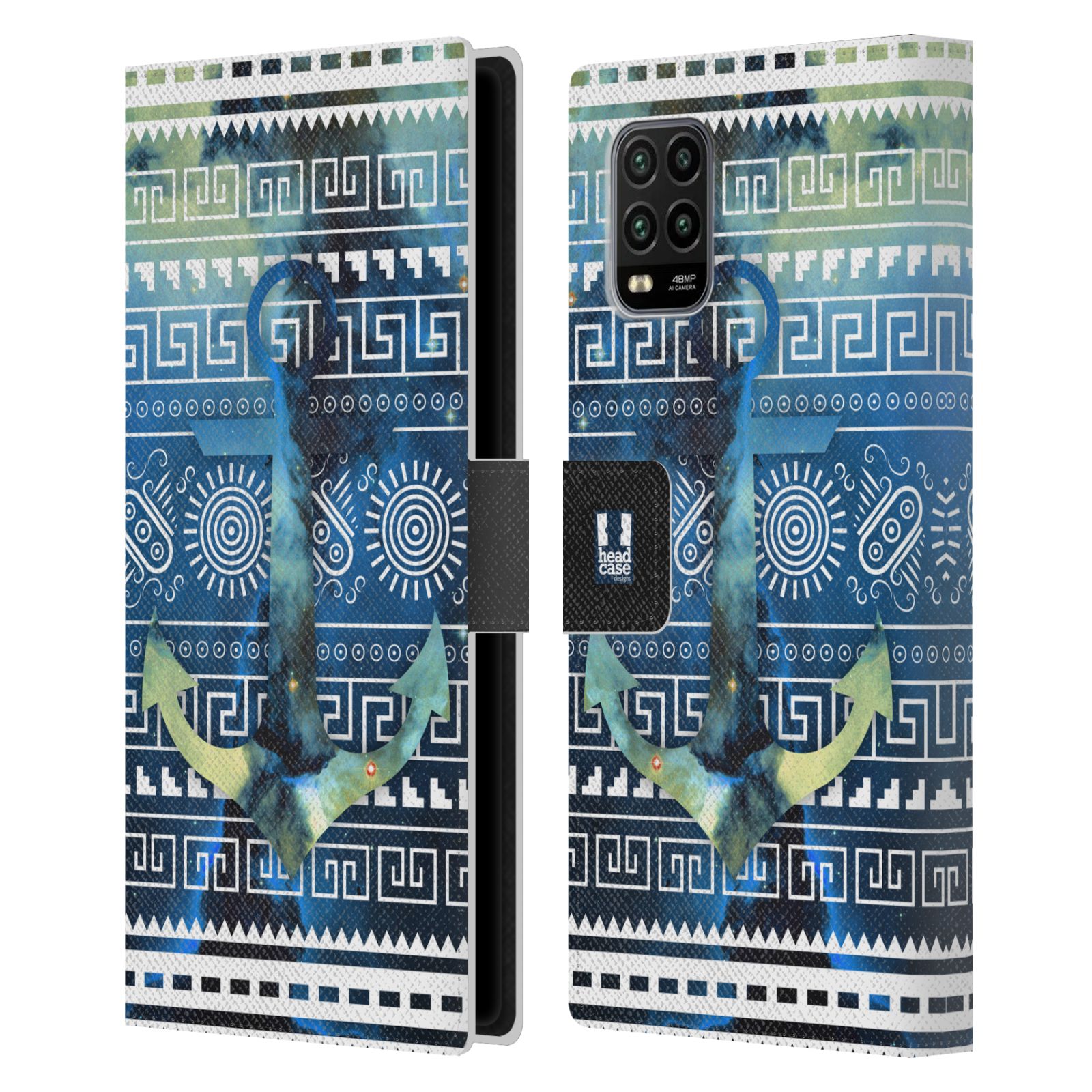 Pouzdro na mobil Xiaomi Mi 10 LITE aztécký motiv vesmírná mlhovina modrá kotva