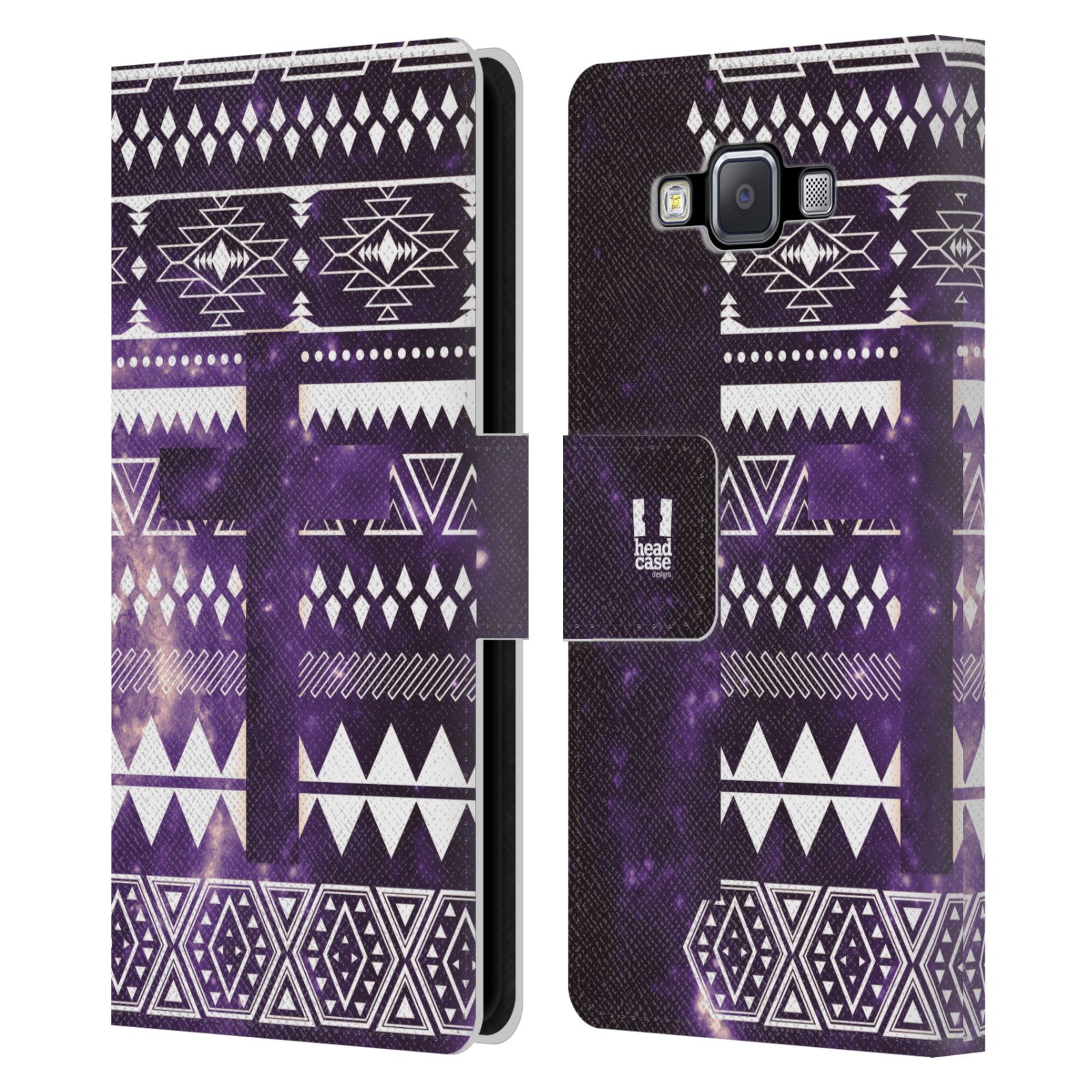HEAD CASE Flipové pouzdro pro mobil Samsung Galaxy A5 aztécký motiv vesmírná mlovina kříž fialová