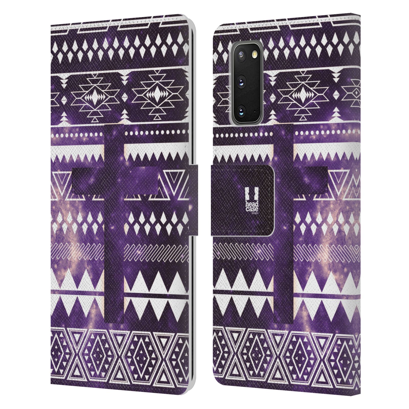 Pouzdro na mobil Samsung Galaxy S20 aztécký motiv vesmírná mlovina kříž fialová