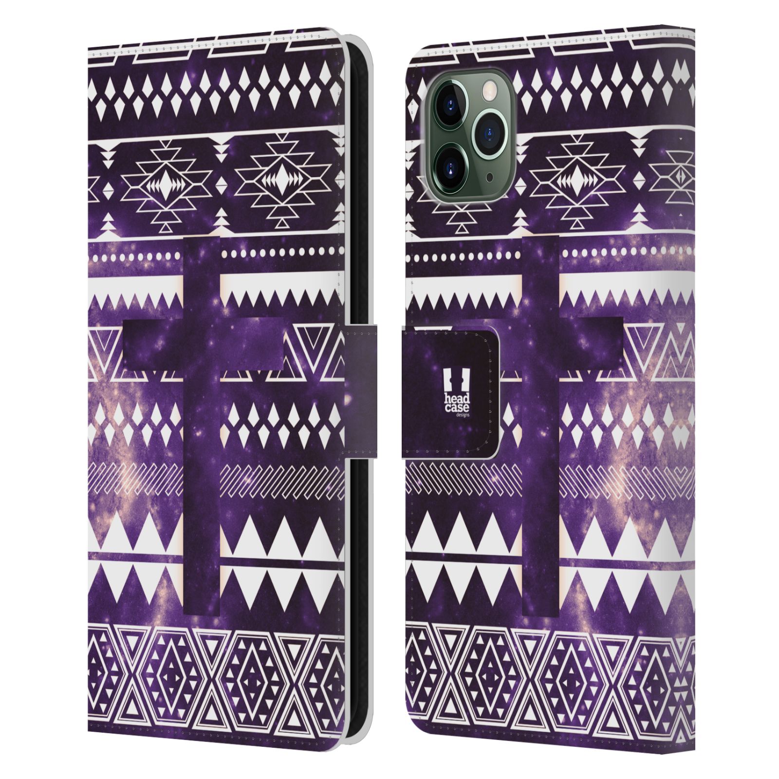 Pouzdro na mobil Apple Iphone 11 PRO MAX aztécký motiv vesmírná mlovina kříž fialová