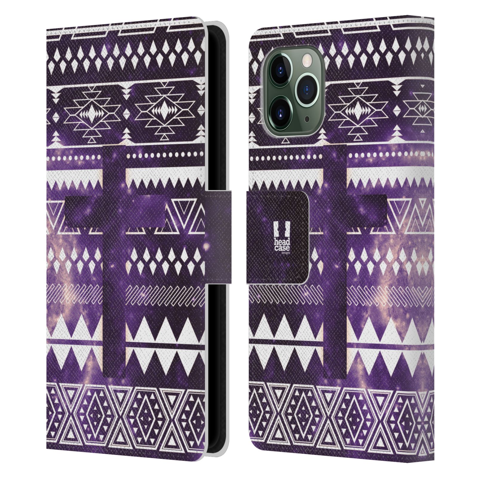 Pouzdro na mobil Apple Iphone 11 PRO aztécký motiv vesmírná mlovina kříž fialová