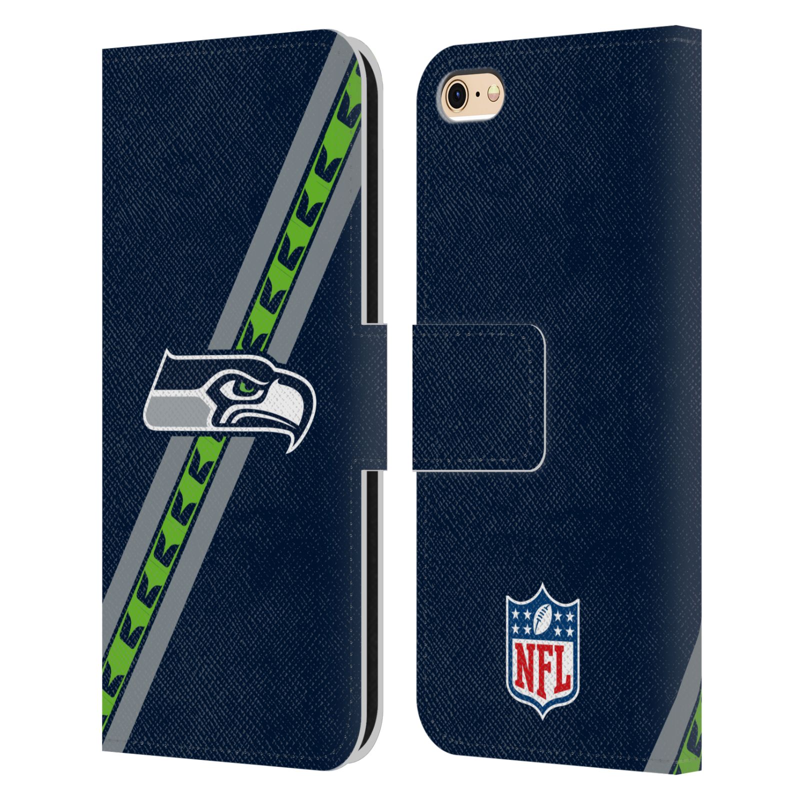 OFFICIAL NFL SEATTLE SEAHAWKS LOGO LEATHER BOOK CASE FOR APPLE iPHONE