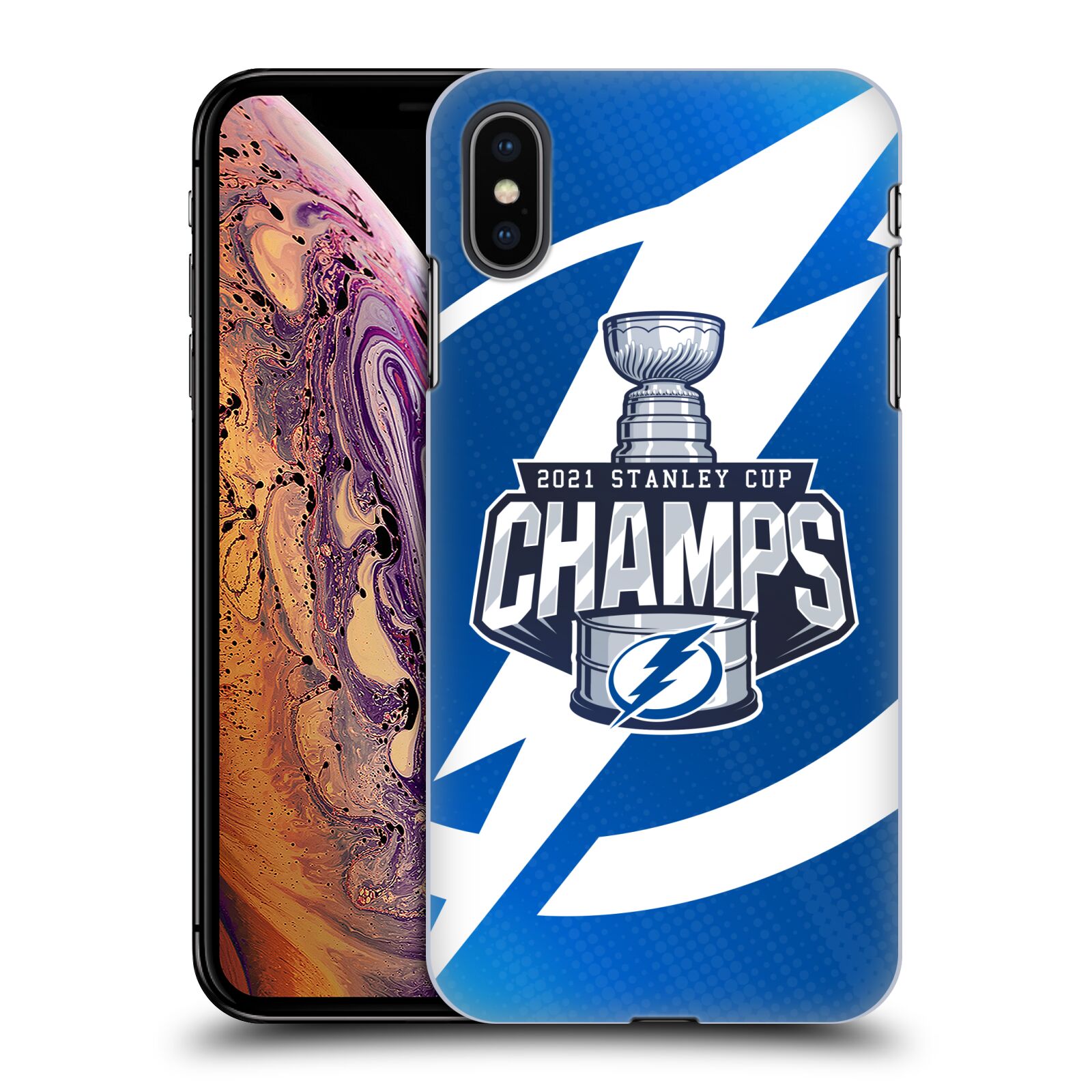 Zadní obal pro mobil Apple Iphone XS MAX - HEAD CASE - NHL - Stanely Cup 2021 Tampa Bay
