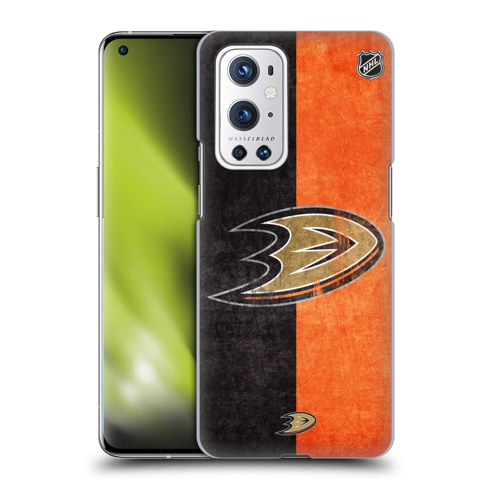 Pouzdro na mobil OnePlus 9 PRO - HEAD CASE - Hokej NHL - Anaheim Ducks - Logo vintage