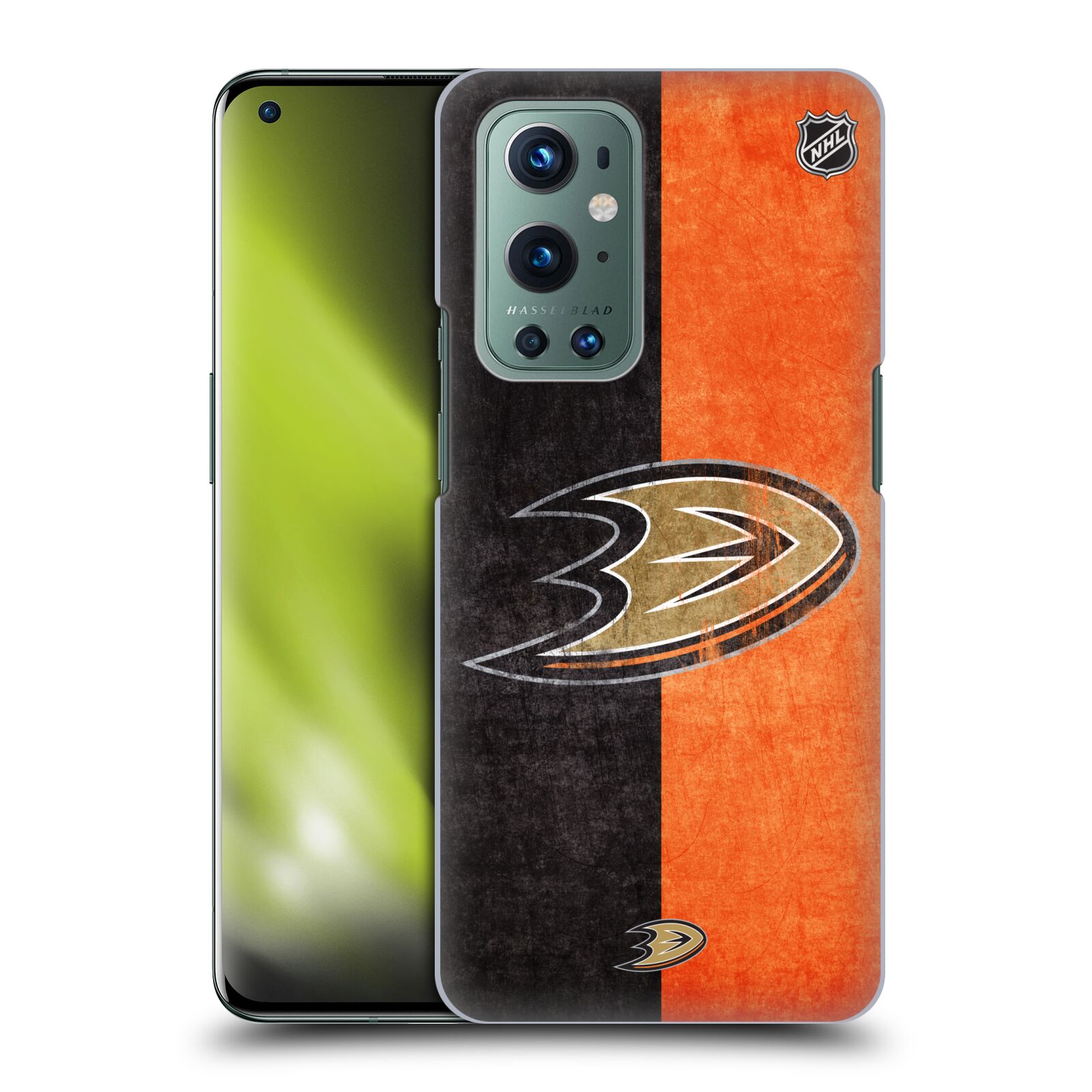 Pouzdro na mobil OnePlus 9 - HEAD CASE - Hokej NHL - Anaheim Ducks - Logo vintage
