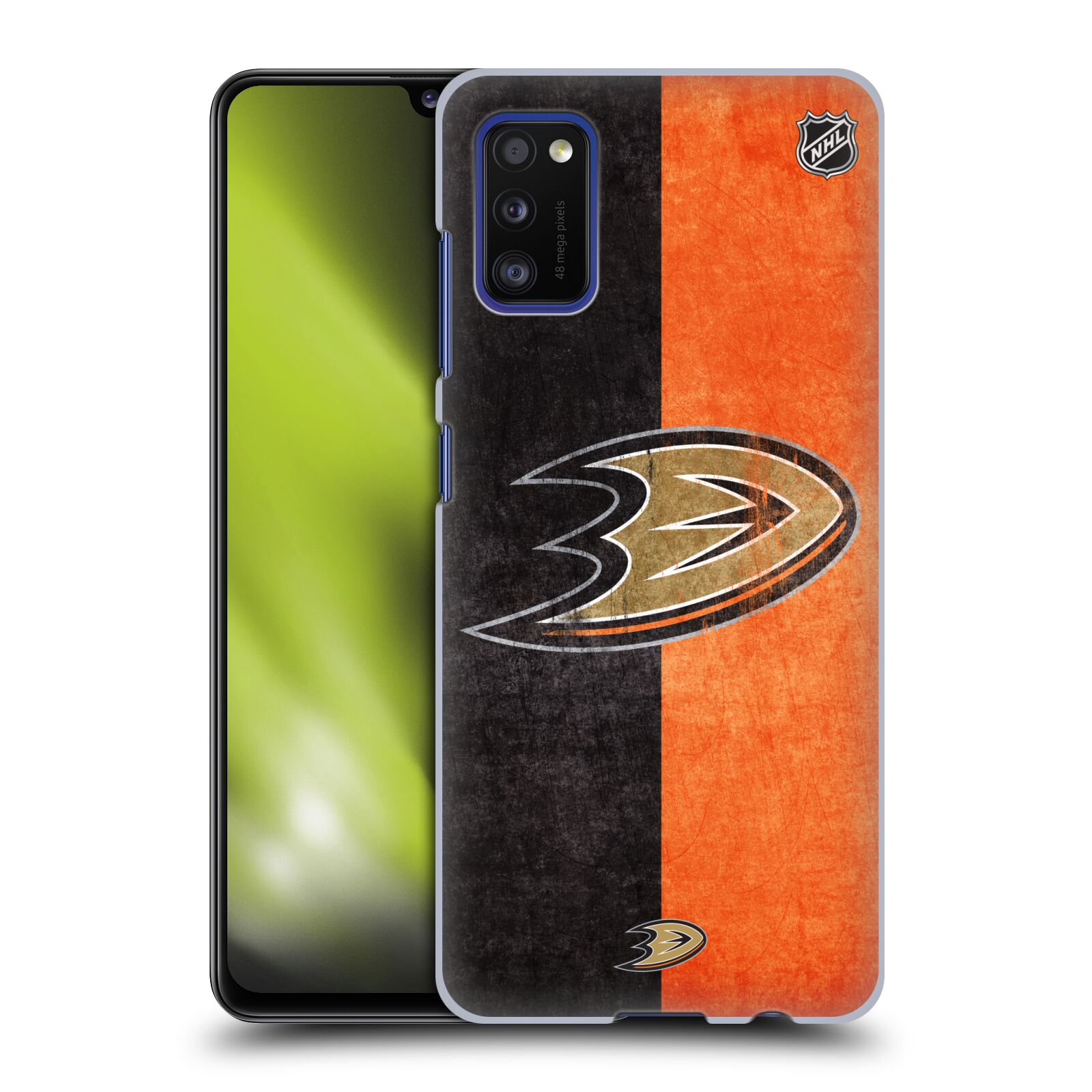 Pouzdro na mobil Samsung Galaxy A41 - HEAD CASE - Hokej NHL - Anaheim Ducks - Logo vintage