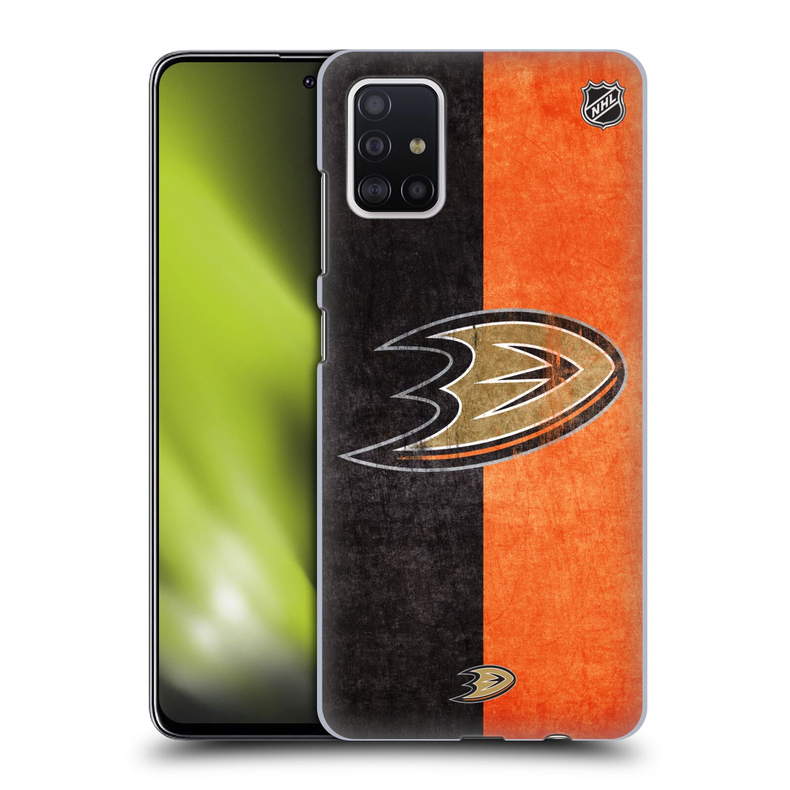 Pouzdro na mobil Samsung Galaxy A51 - HEAD CASE - Hokej NHL - Anaheim Ducks - Logo vintage