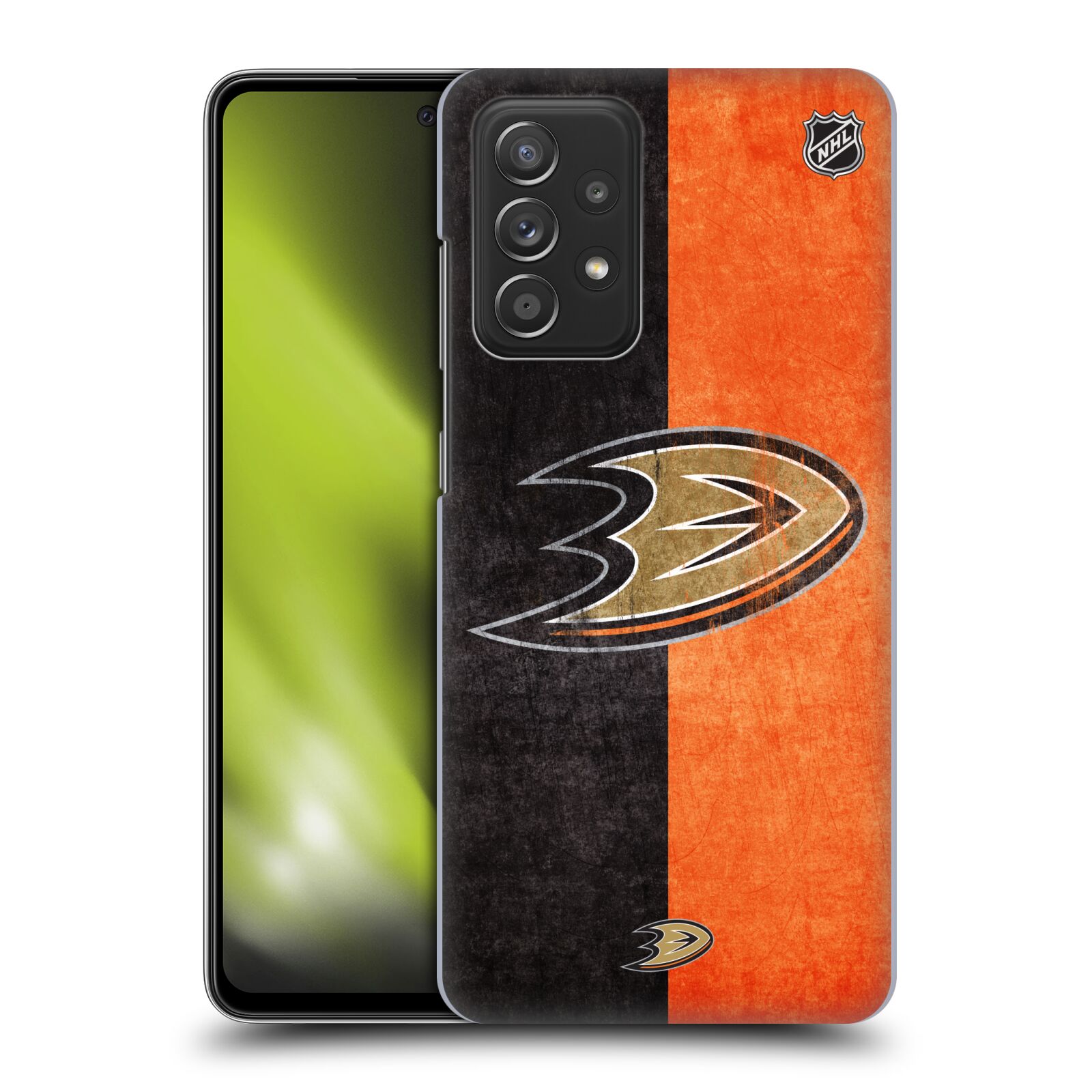 Pouzdro na mobil Samsung Galaxy A52 / A52 5G / A52s 5G - HEAD CASE - Hokej NHL - Anaheim Ducks - Logo vintage