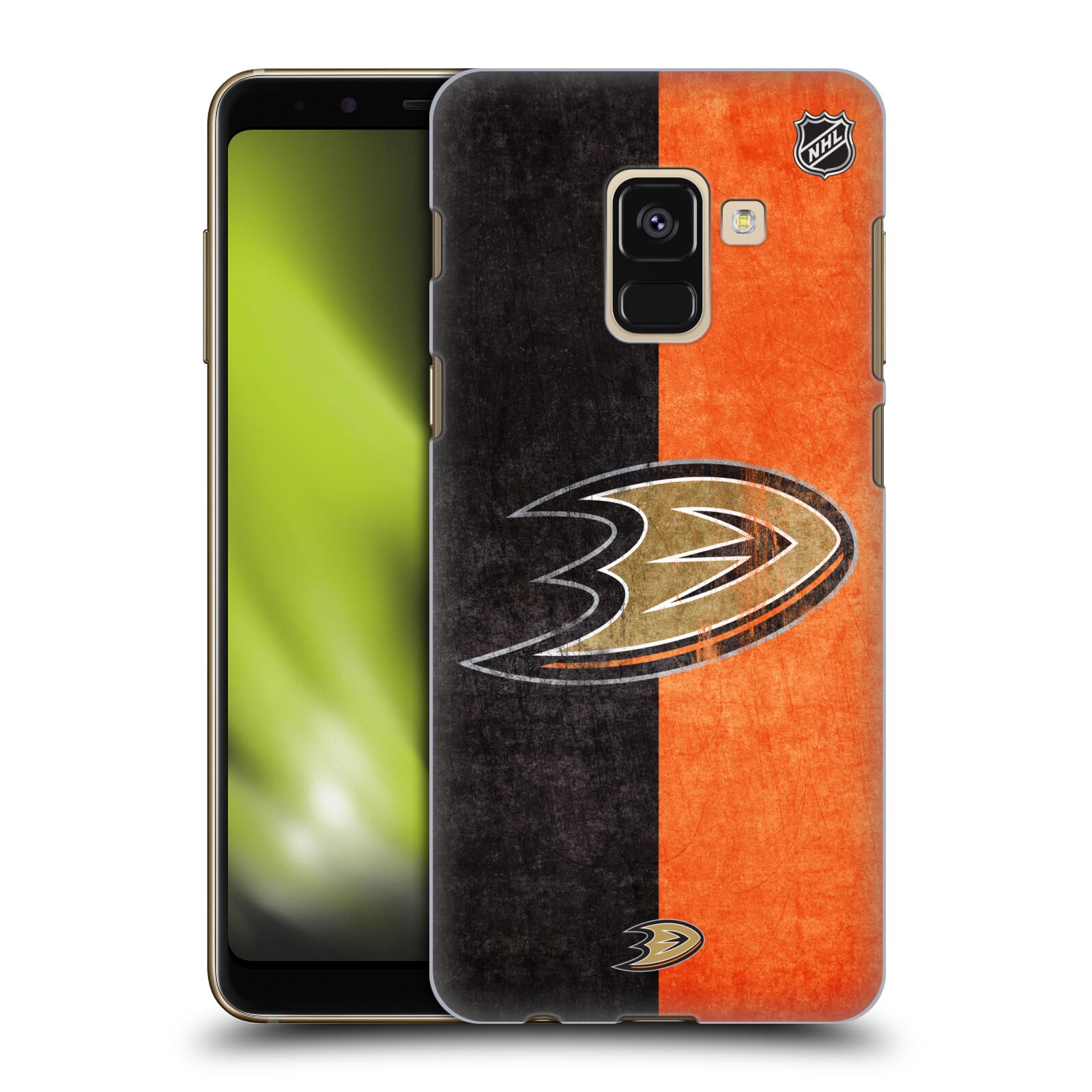 Pouzdro na mobil Samsung Galaxy A8+ 2018, A8 PLUS 2018 - HEAD CASE - Hokej NHL - Anaheim Ducks - Logo vintage