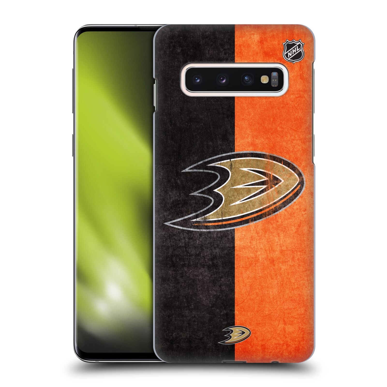 Pouzdro na mobil Samsung Galaxy S10 - HEAD CASE - Hokej NHL - Anaheim Ducks - Logo vintage
