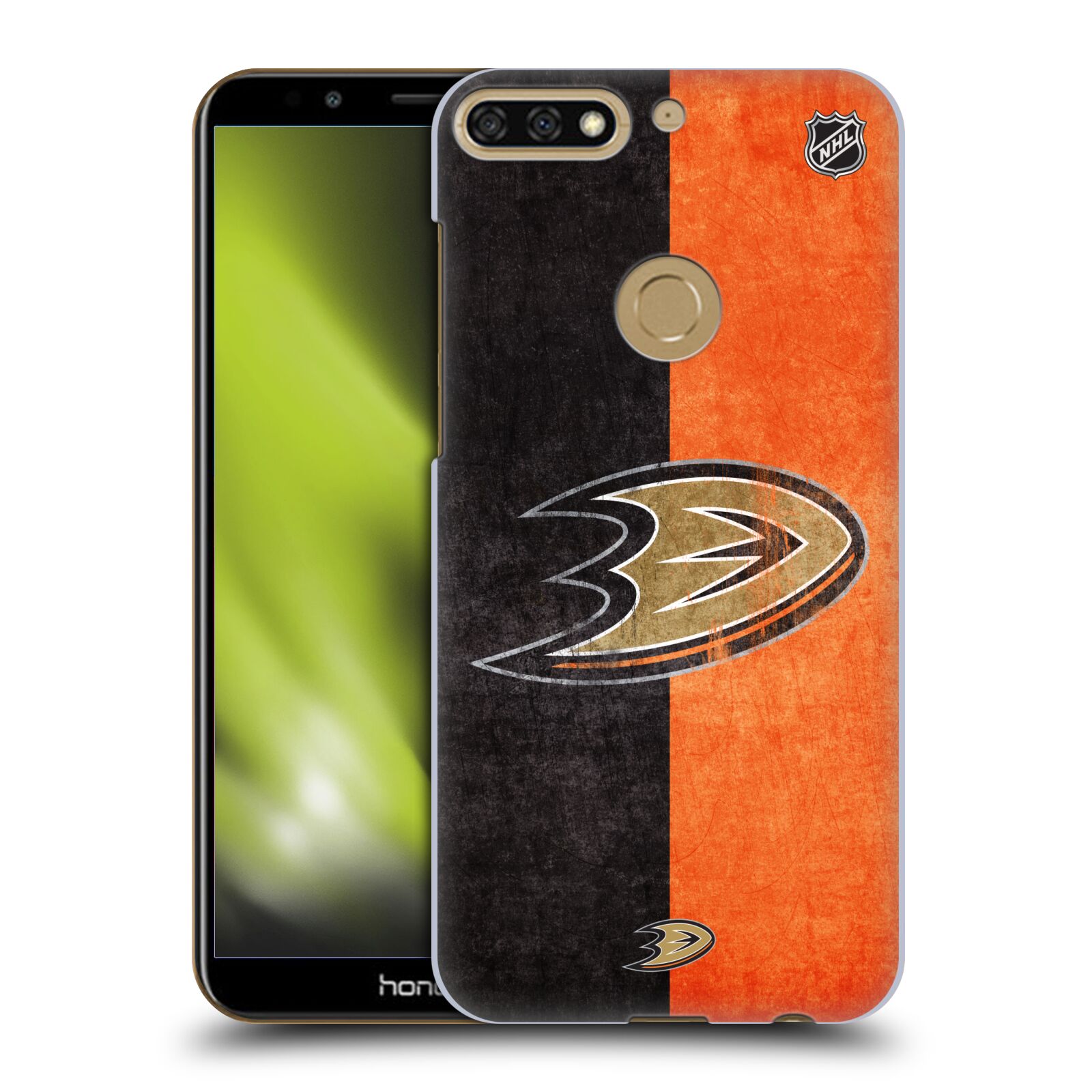 Pouzdro na mobil HONOR 7C - HEAD CASE - Hokej NHL - Anaheim Ducks - Logo vintage