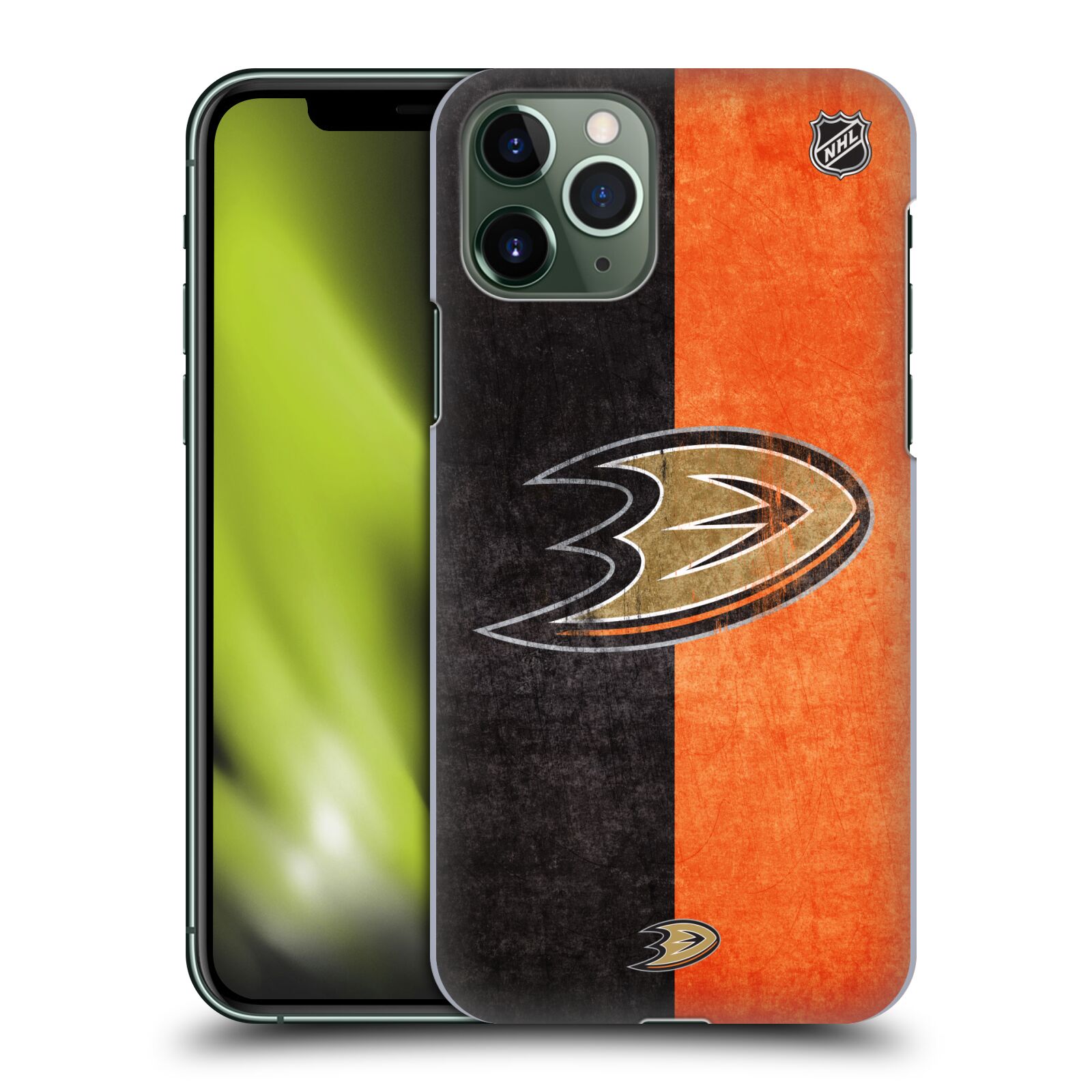 Pouzdro na mobil Apple Iphone 11 PRO - HEAD CASE - Hokej NHL - Anaheim Ducks - Logo vintage