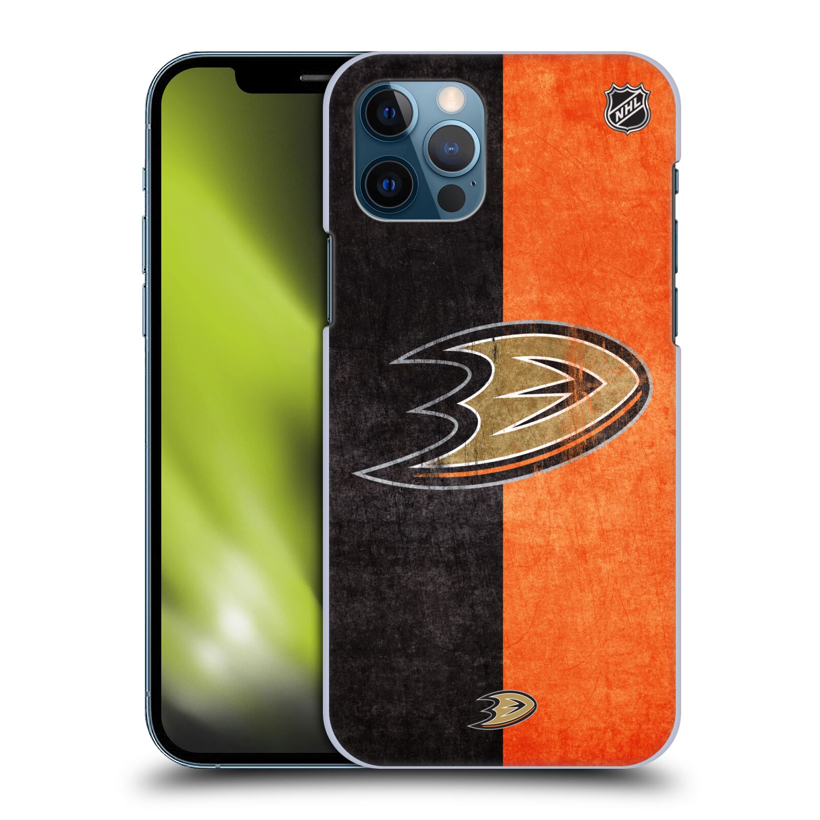 Pouzdro na mobil Apple Iphone 12 / 12 PRO - HEAD CASE - Hokej NHL - Anaheim Ducks - Logo vintage