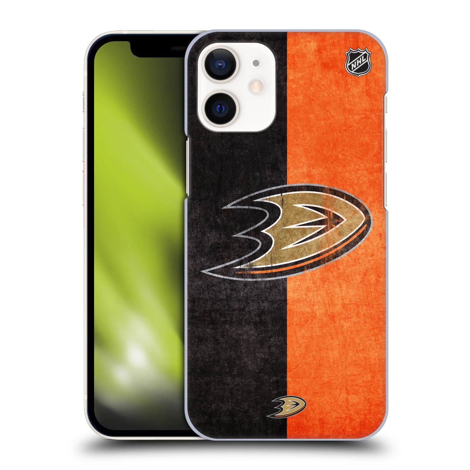 Pouzdro na mobil Apple Iphone 12 MINI - HEAD CASE - Hokej NHL - Anaheim Ducks - Logo vintage