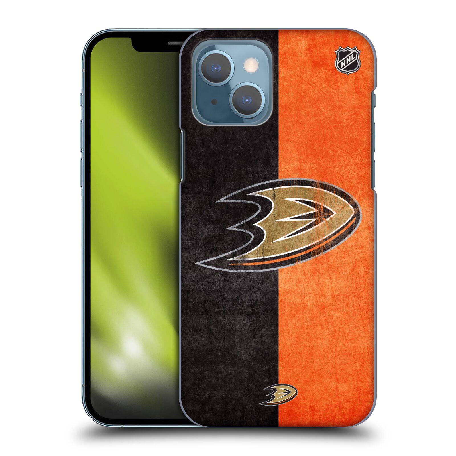 Pouzdro na mobil Apple Iphone 13 - HEAD CASE - Hokej NHL - Anaheim Ducks - Logo vintage