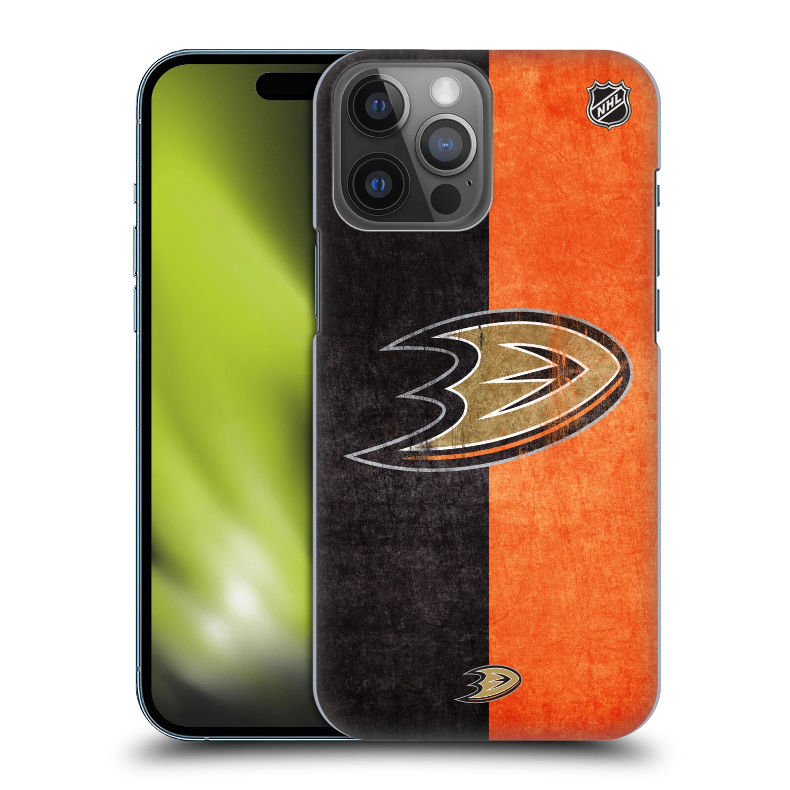 Pouzdro na mobil Apple Iphone 14 PRO MAX - HEAD CASE - Hokej NHL - Anaheim Ducks - Logo vintage