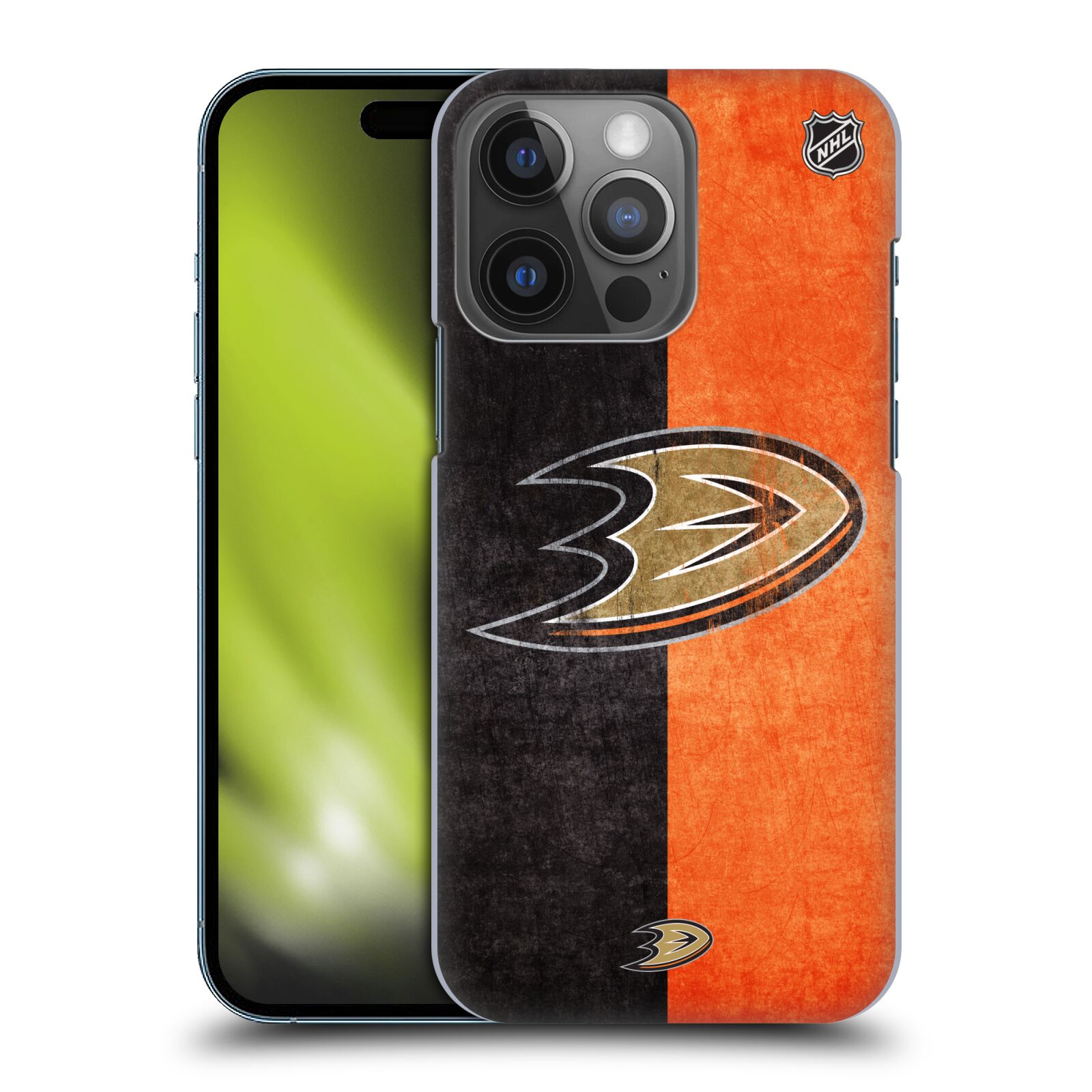 Pouzdro na mobil Apple Iphone 14 PRO - HEAD CASE - Hokej NHL - Anaheim Ducks - Logo vintage