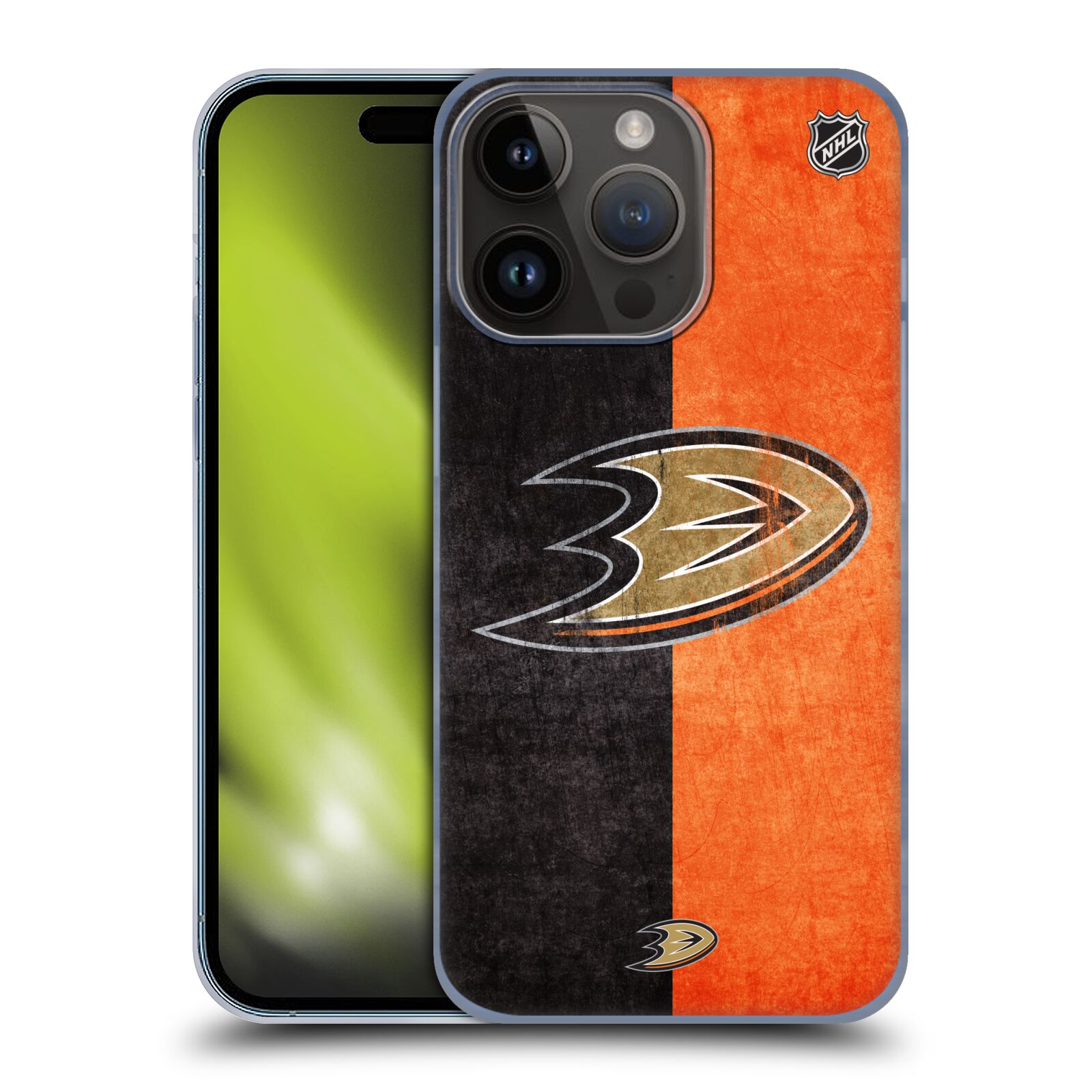 Plastový obal HEAD CASE na mobil Apple Iphone 15 Pro  Hokej NHL - Anaheim Ducks - Logo vintage