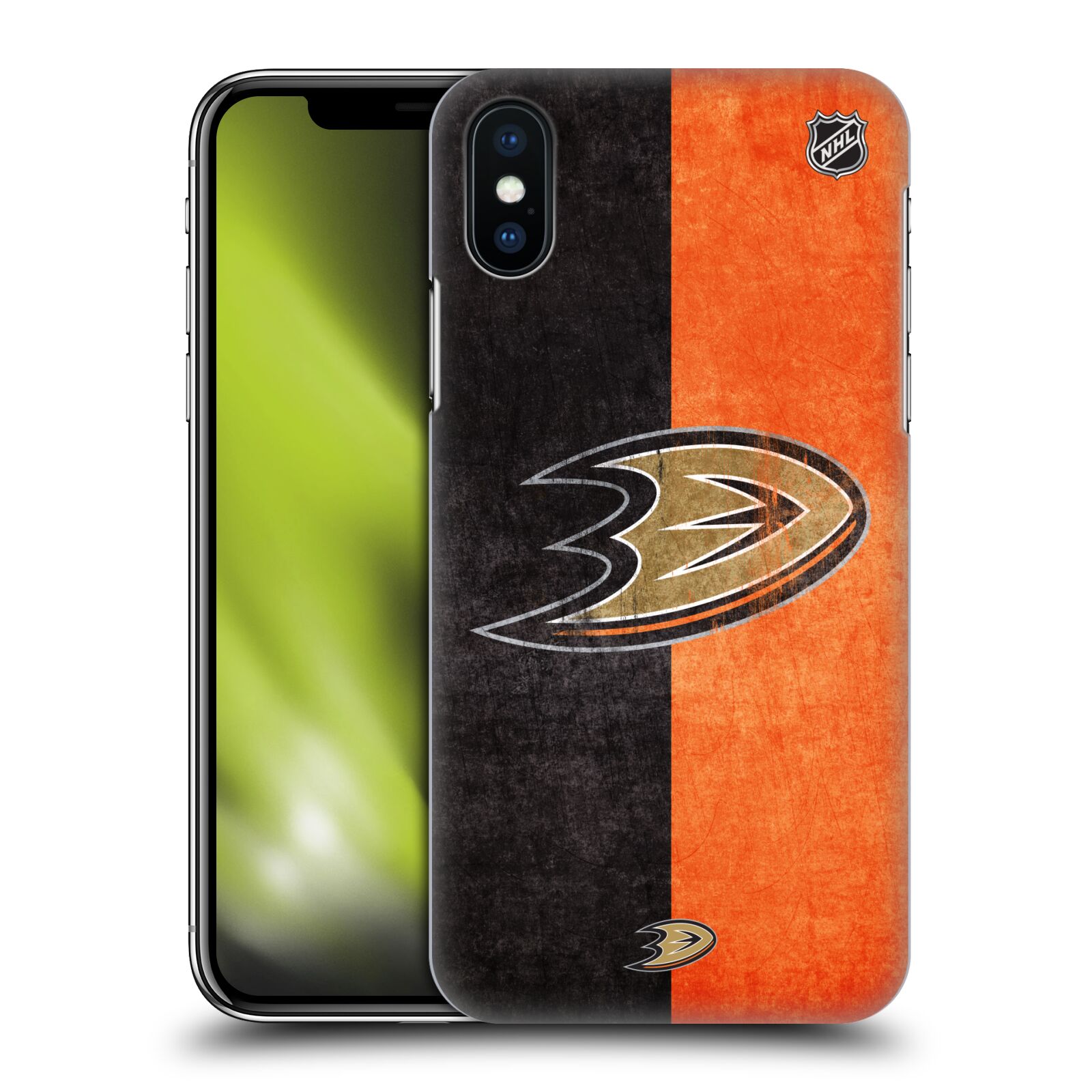 Pouzdro na mobil Apple Iphone X/XS - HEAD CASE - Hokej NHL - Anaheim Ducks - Logo vintage