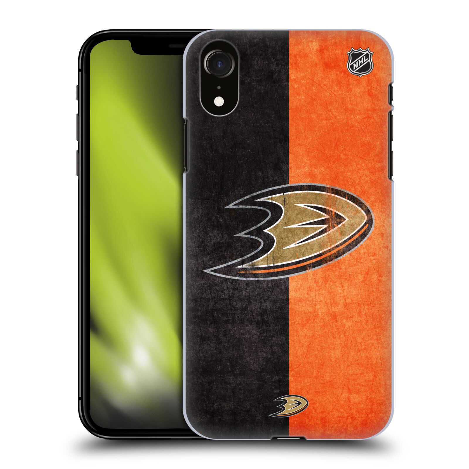 Pouzdro na mobil Apple Iphone XR - HEAD CASE - Hokej NHL - Anaheim Ducks - Logo vintage