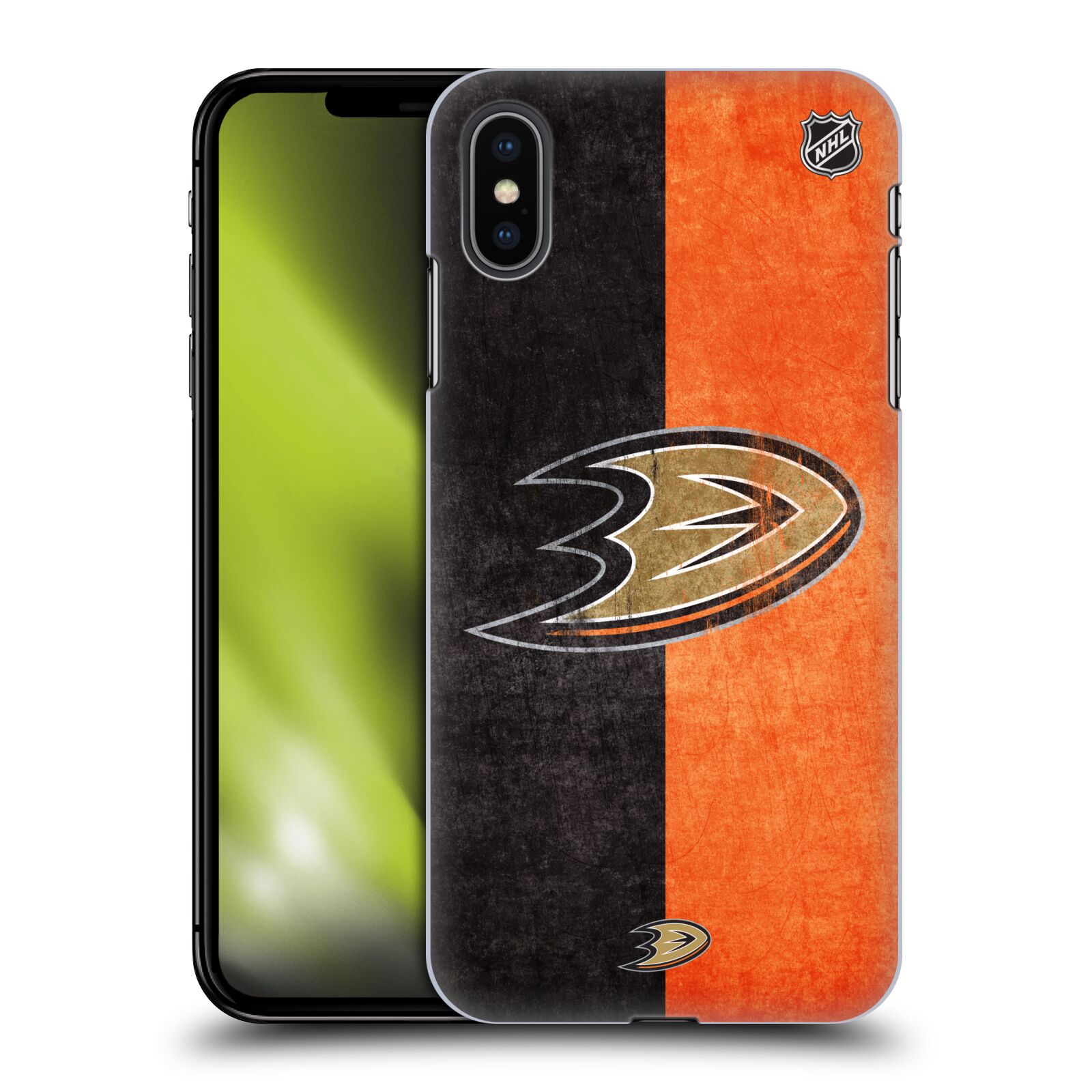 Pouzdro na mobil Apple Iphone XS MAX - HEAD CASE - Hokej NHL - Anaheim Ducks - Logo vintage