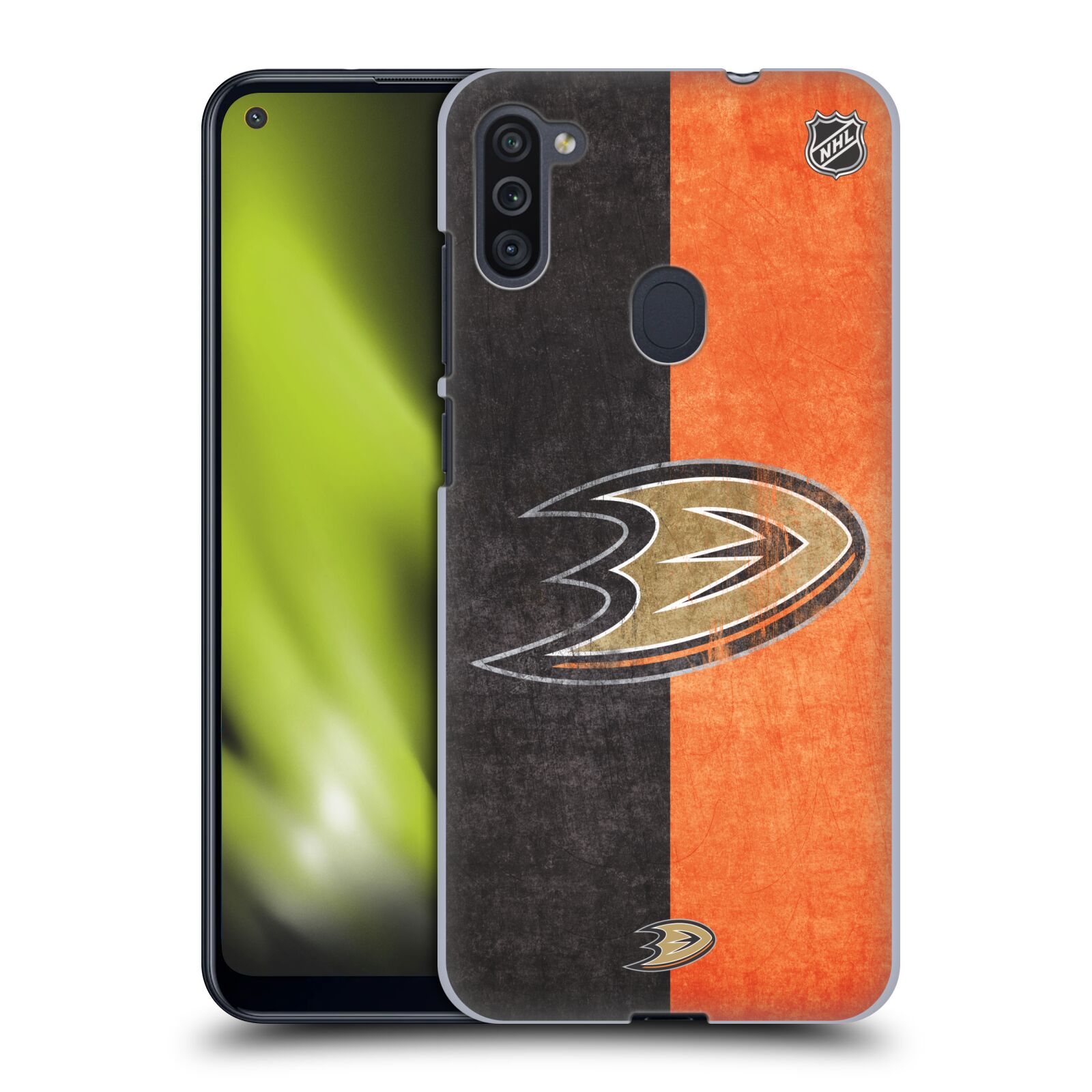 Pouzdro na mobil Samsung Galaxy M11 - HEAD CASE - Hokej NHL - Anaheim Ducks - Logo vintage