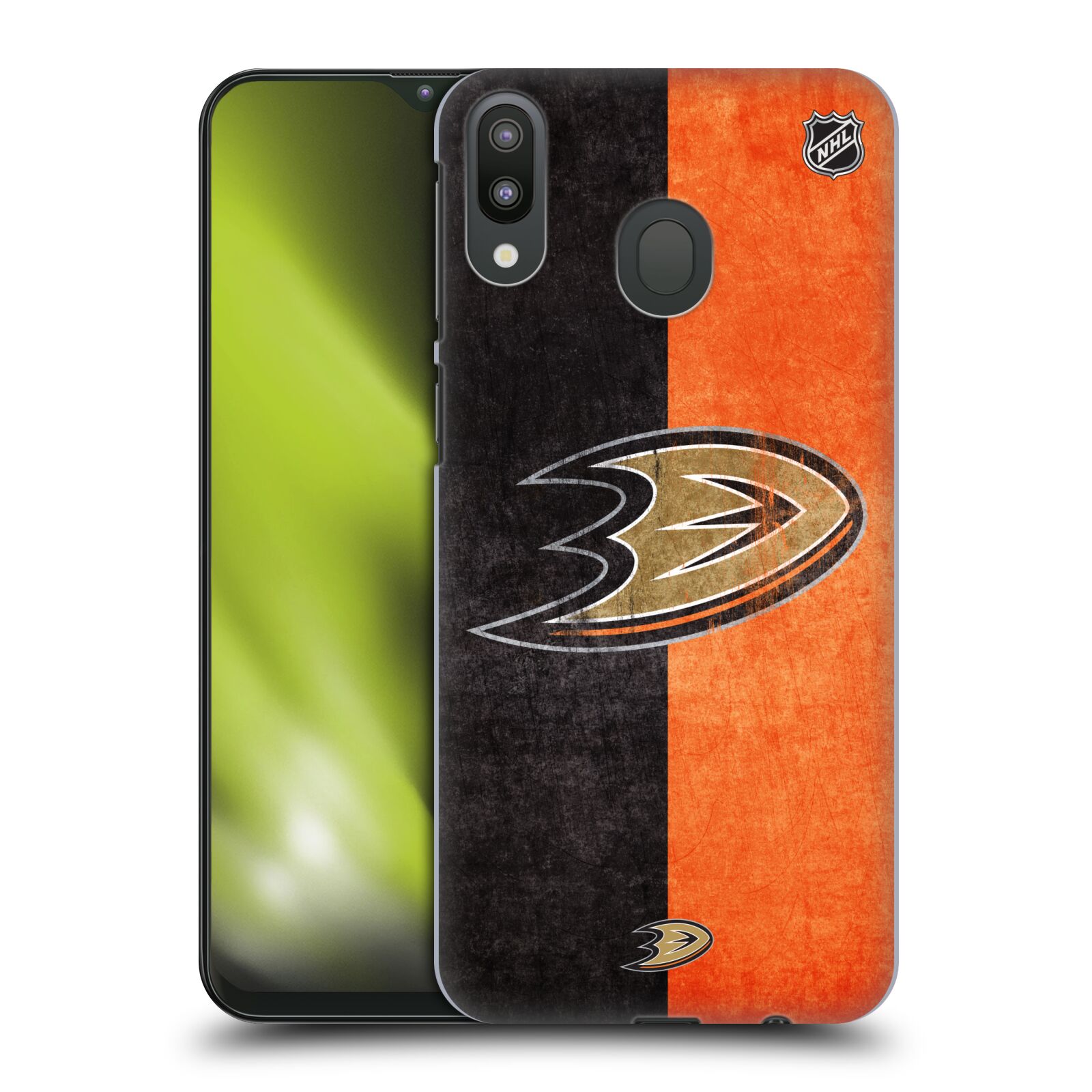 Pouzdro na mobil Samsung Galaxy M20 - HEAD CASE - Hokej NHL - Anaheim Ducks - Logo vintage