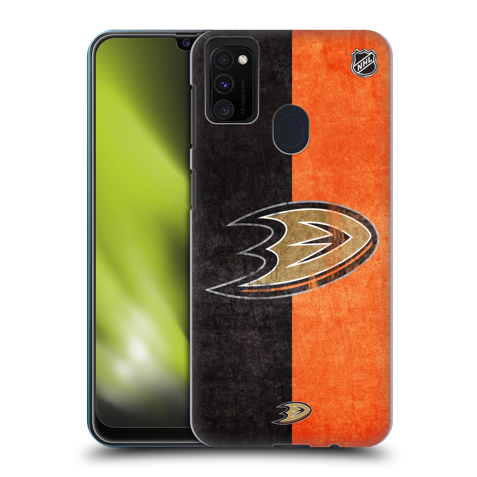Pouzdro na mobil Samsung Galaxy M21 - HEAD CASE - Hokej NHL - Anaheim Ducks - Logo vintage