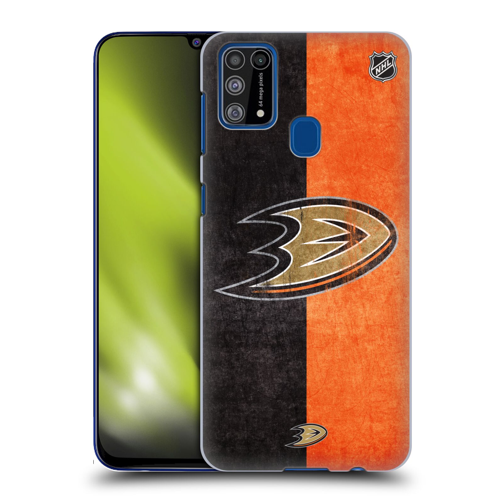 Pouzdro na mobil Samsung Galaxy M31 - HEAD CASE - Hokej NHL - Anaheim Ducks - Logo vintage