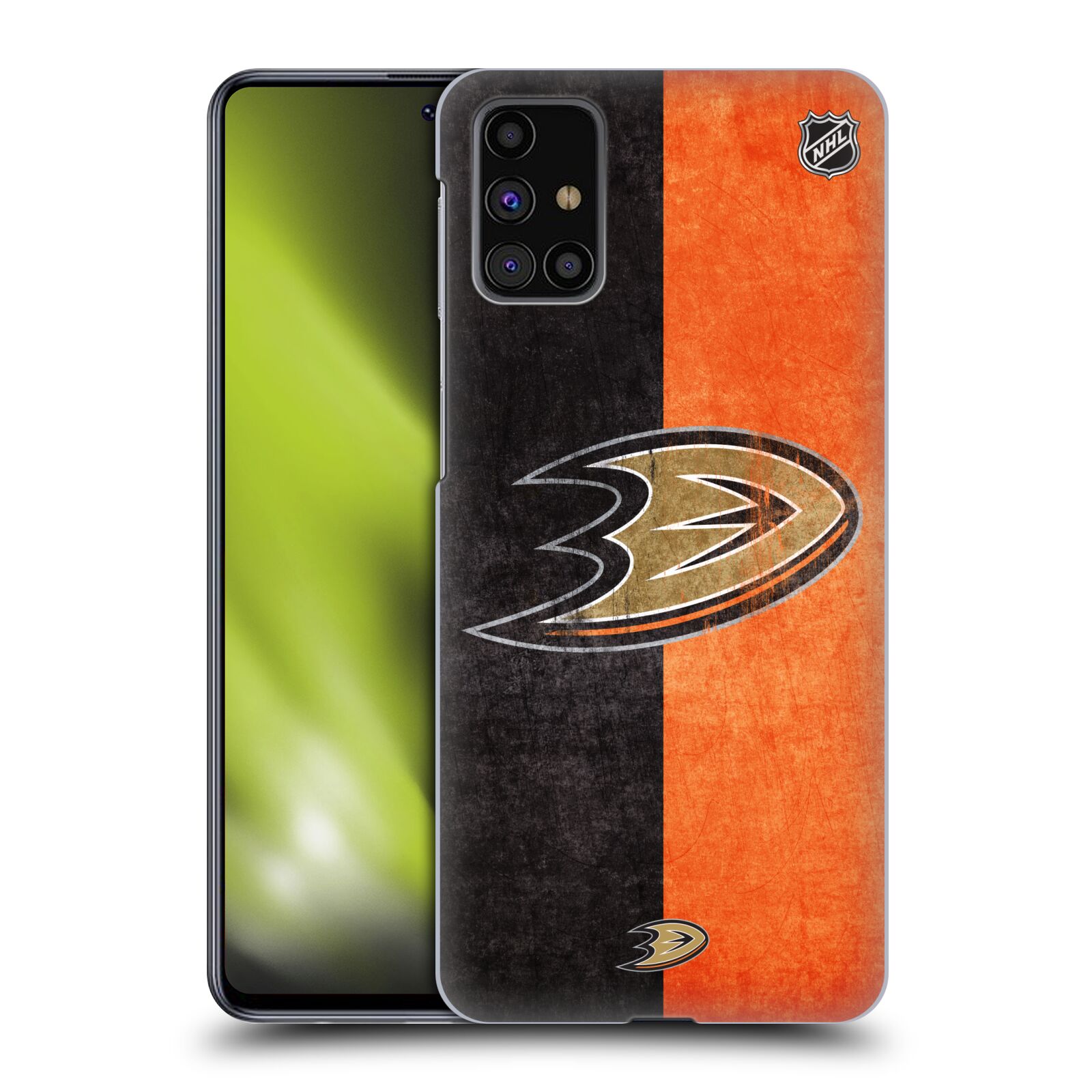 Pouzdro na mobil Samsung Galaxy M31s - HEAD CASE - Hokej NHL - Anaheim Ducks - Logo vintage